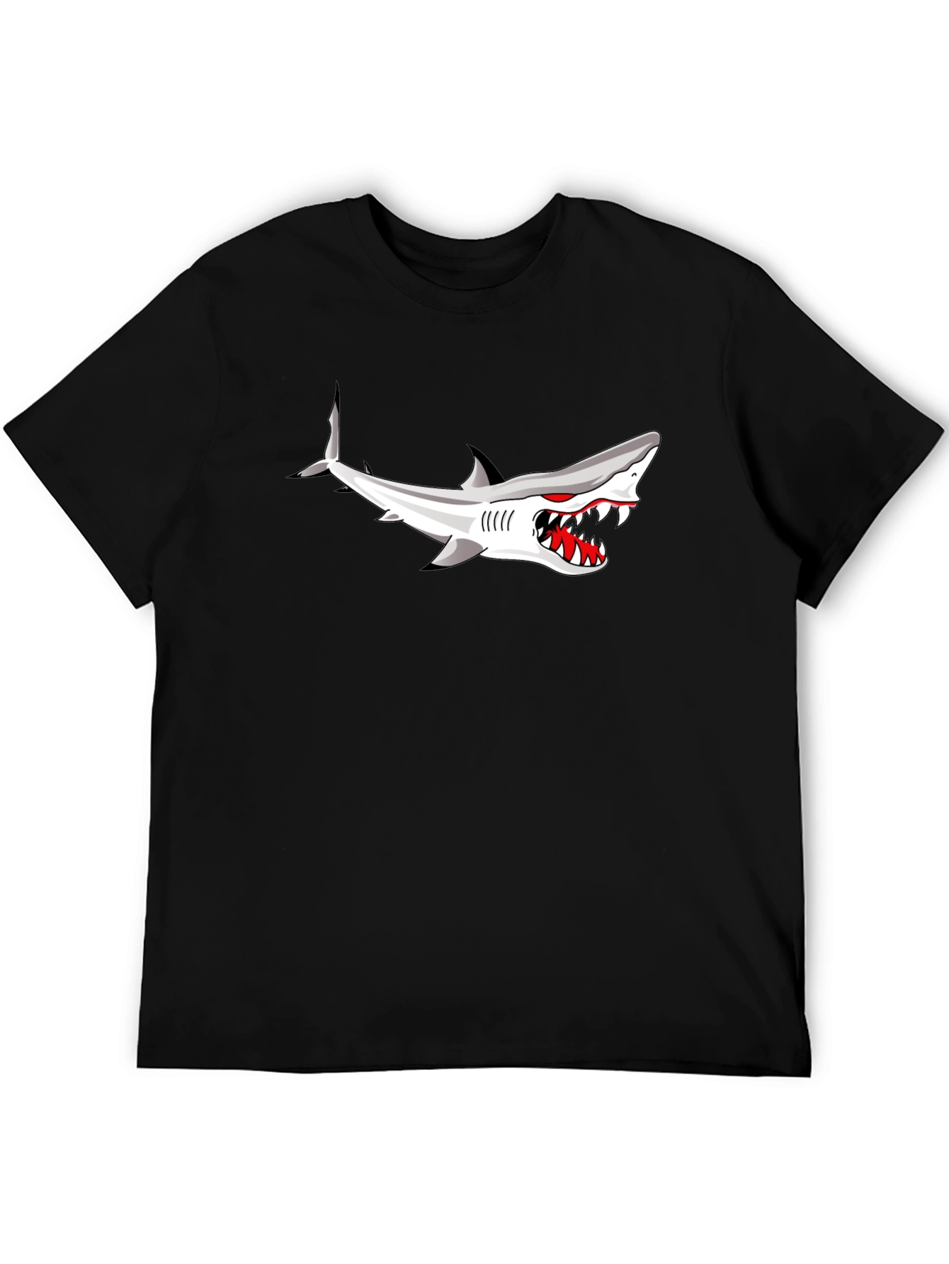 Shark Graphic Print Black T-Shirt