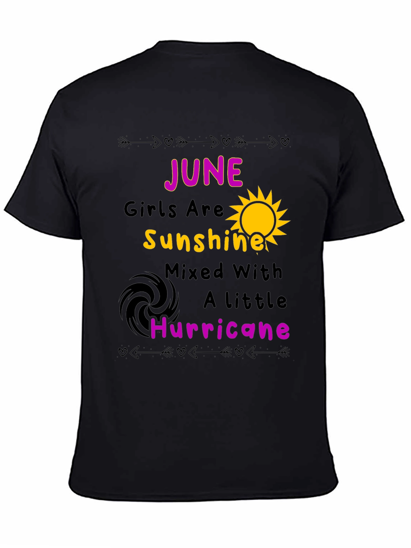 June Girl Sunshine Hurricane Black T-Shirt