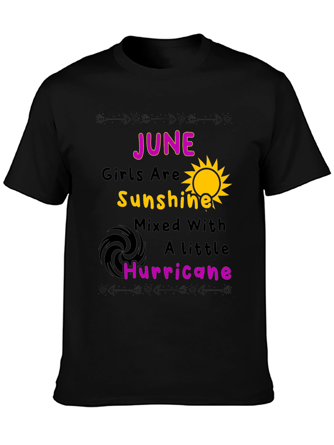 June Girl Sunshine Hurricane Black T-Shirt