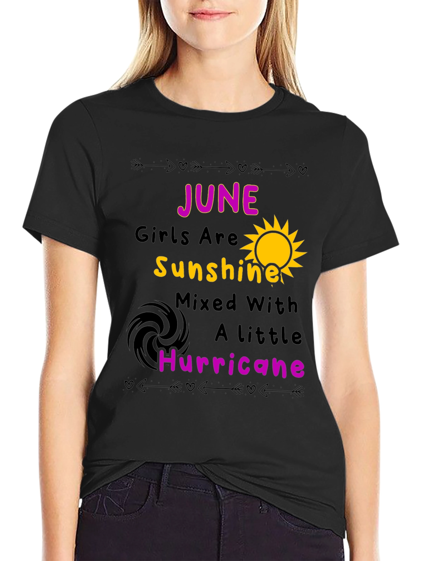 June Girl Sunshine Hurricane Black T-Shirt