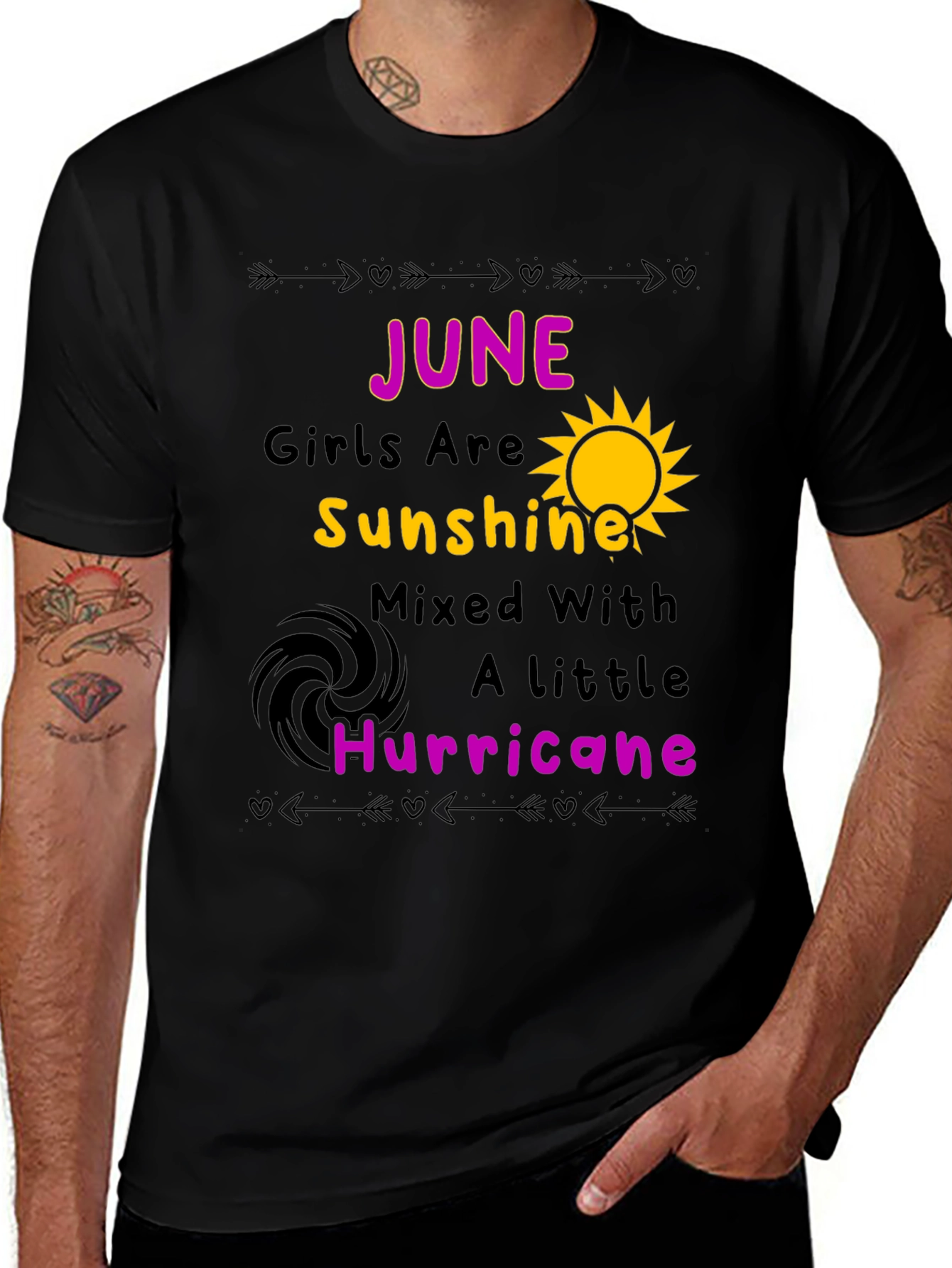 June Girl Sunshine Hurricane Black T-Shirt
