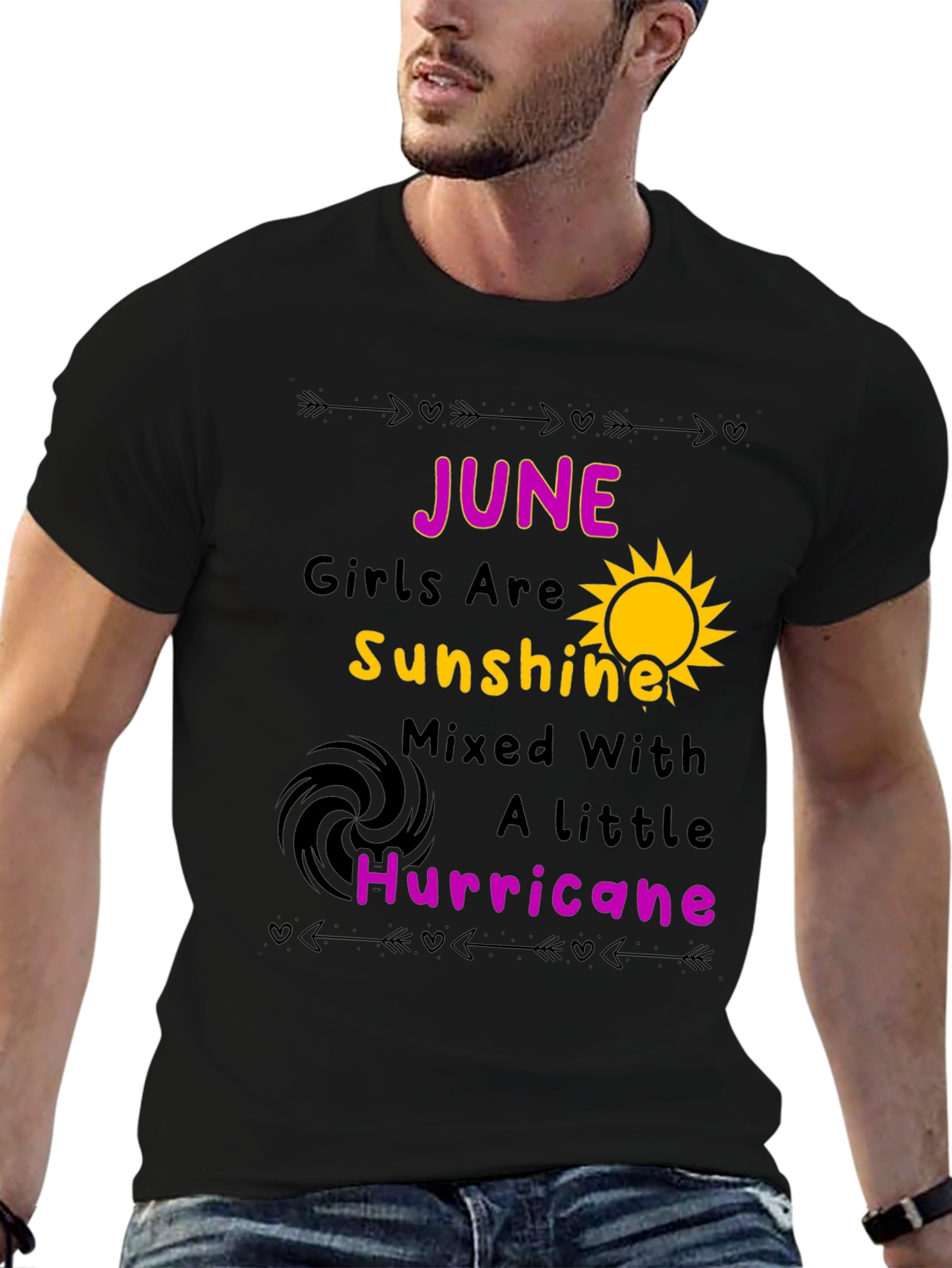 June Girl Sunshine Hurricane Black T-Shirt