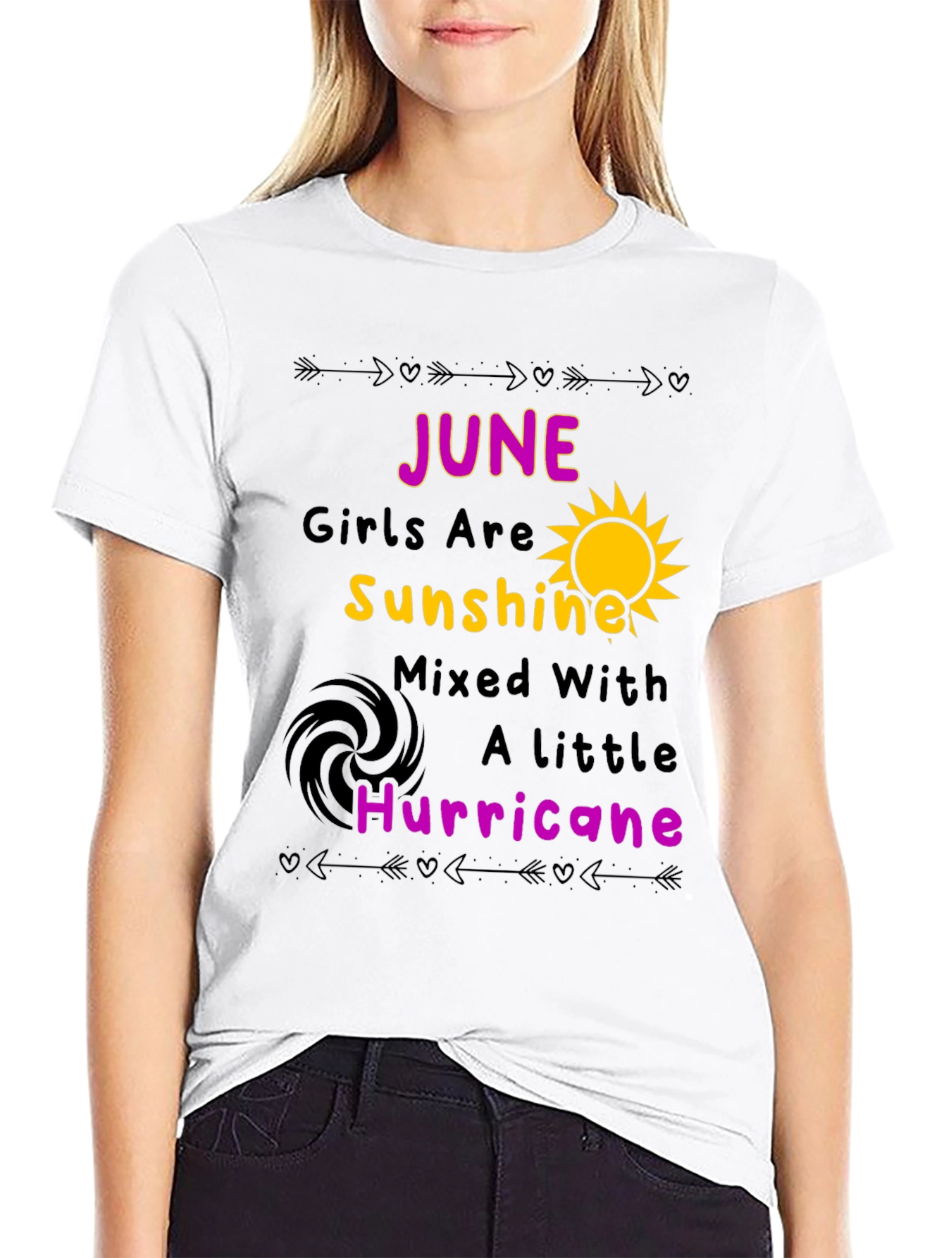 June Girl Sunshine Hurricane Black T-Shirt