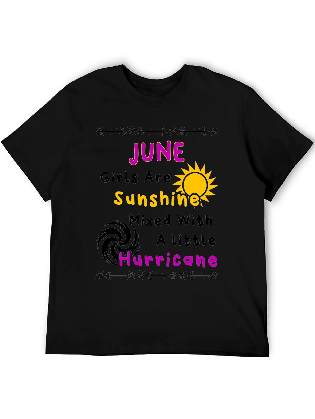 June Girl Sunshine Hurricane Black T-Shirt