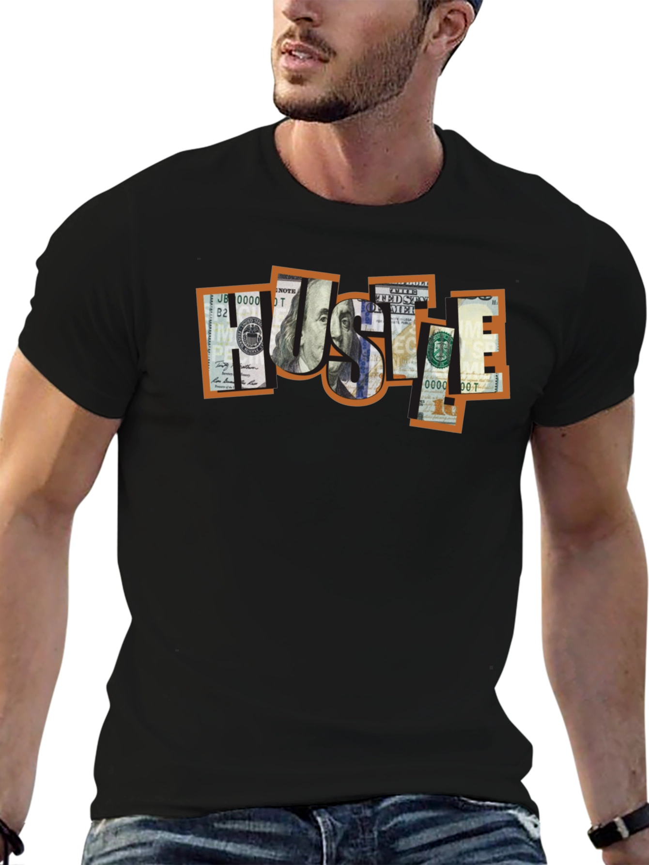 Hustle Money Graphic Black T-Shirt
