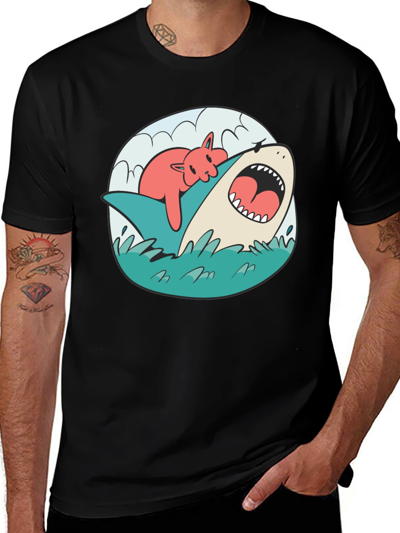 Cat Nap Shark T-Shirt - Funny Graphic Tee