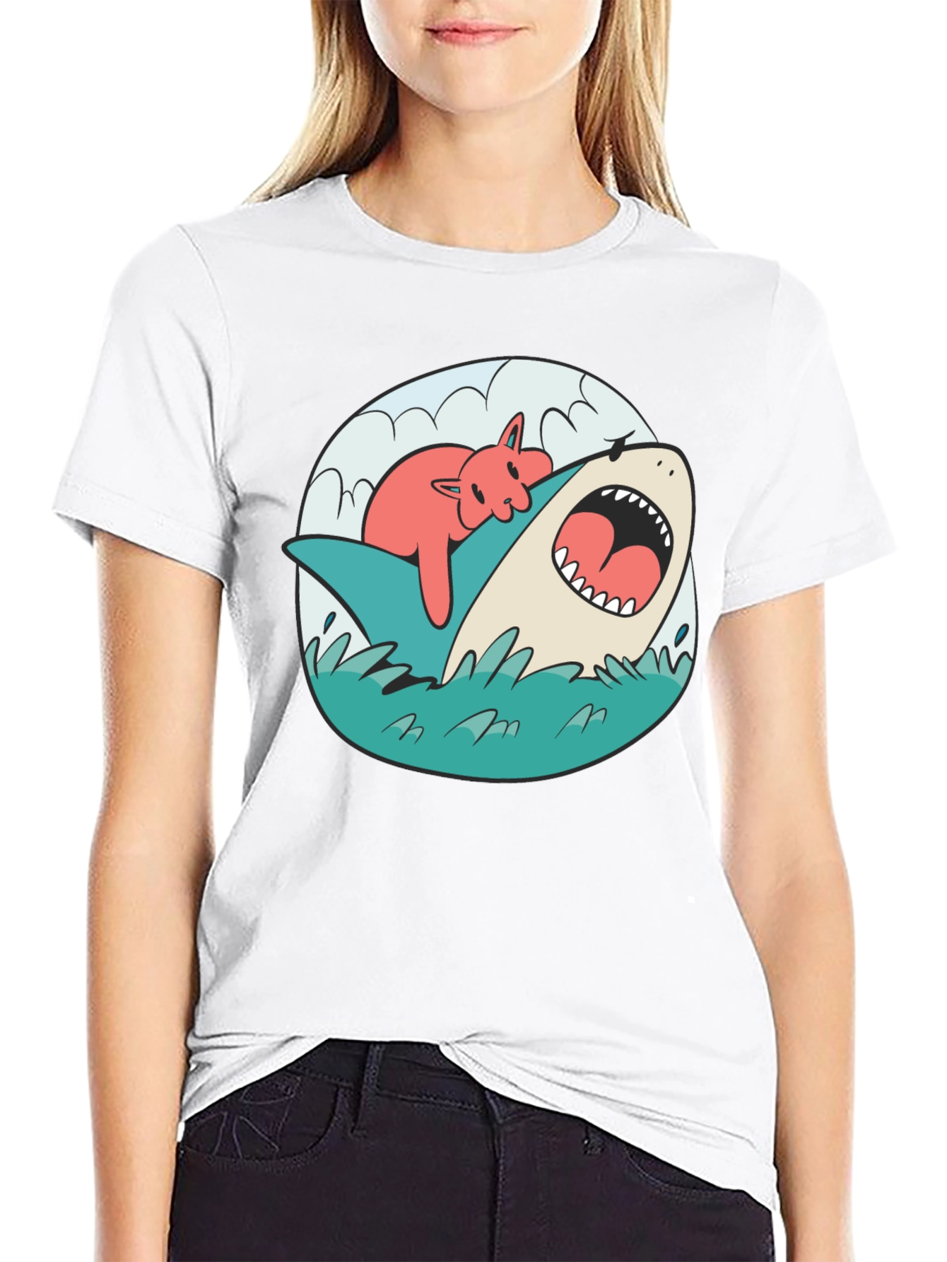 Cat Nap Shark T-Shirt - Funny Graphic Tee