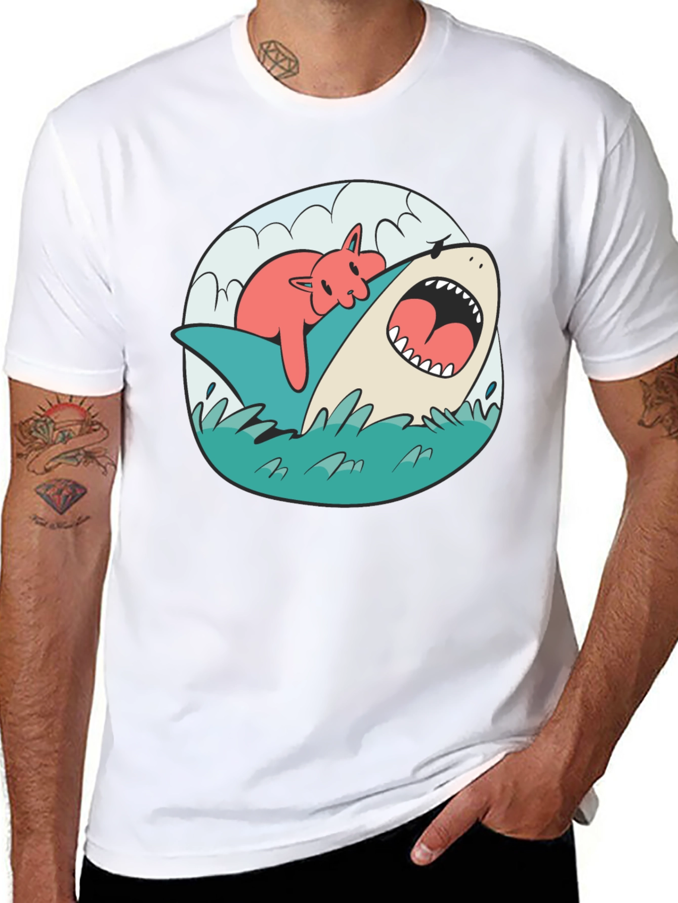 Cat Nap Shark T-Shirt - Funny Graphic Tee