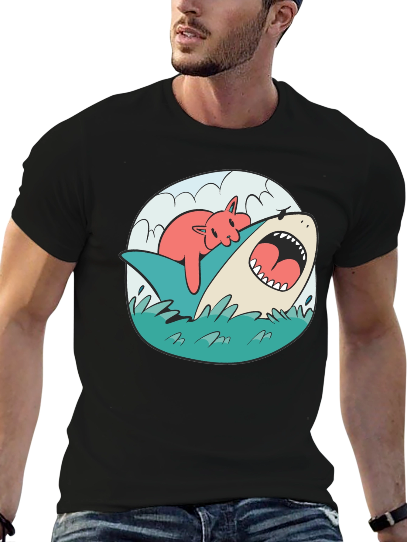 Cat Nap Shark T-Shirt - Funny Graphic Tee