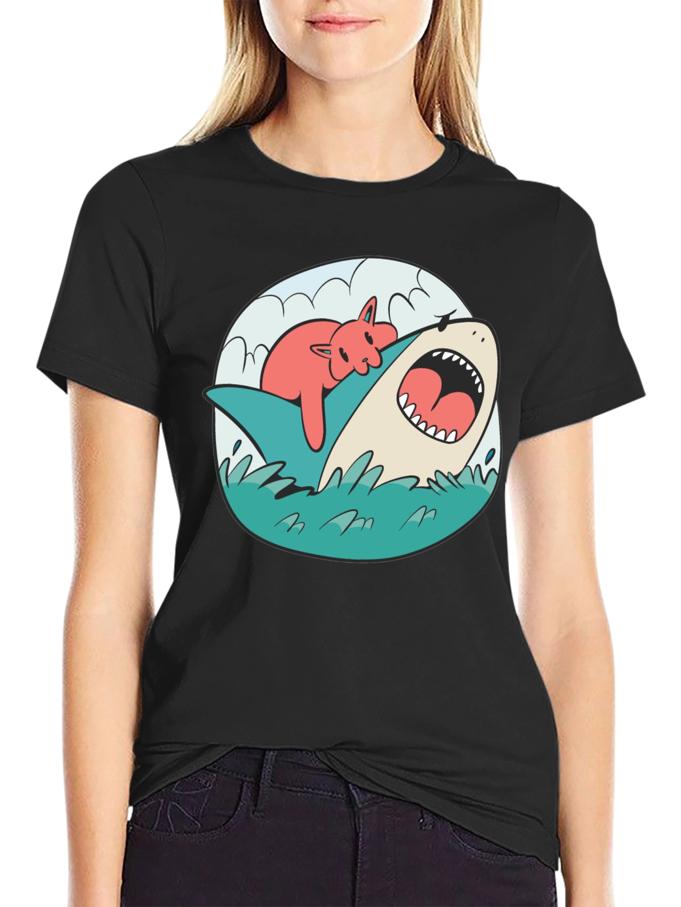 Cat Nap Shark T-Shirt - Funny Graphic Tee