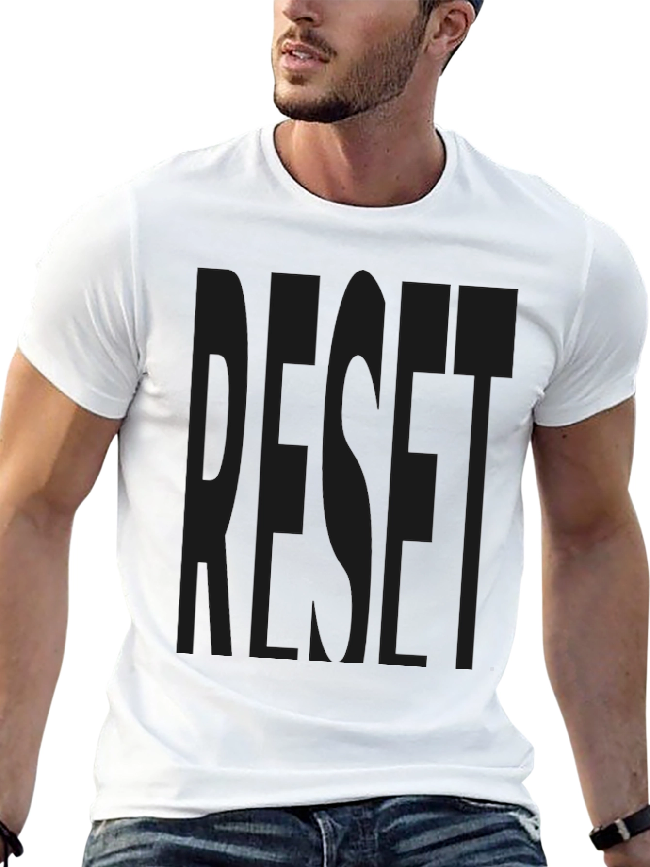RESET Graphic Print Black T-Shirt