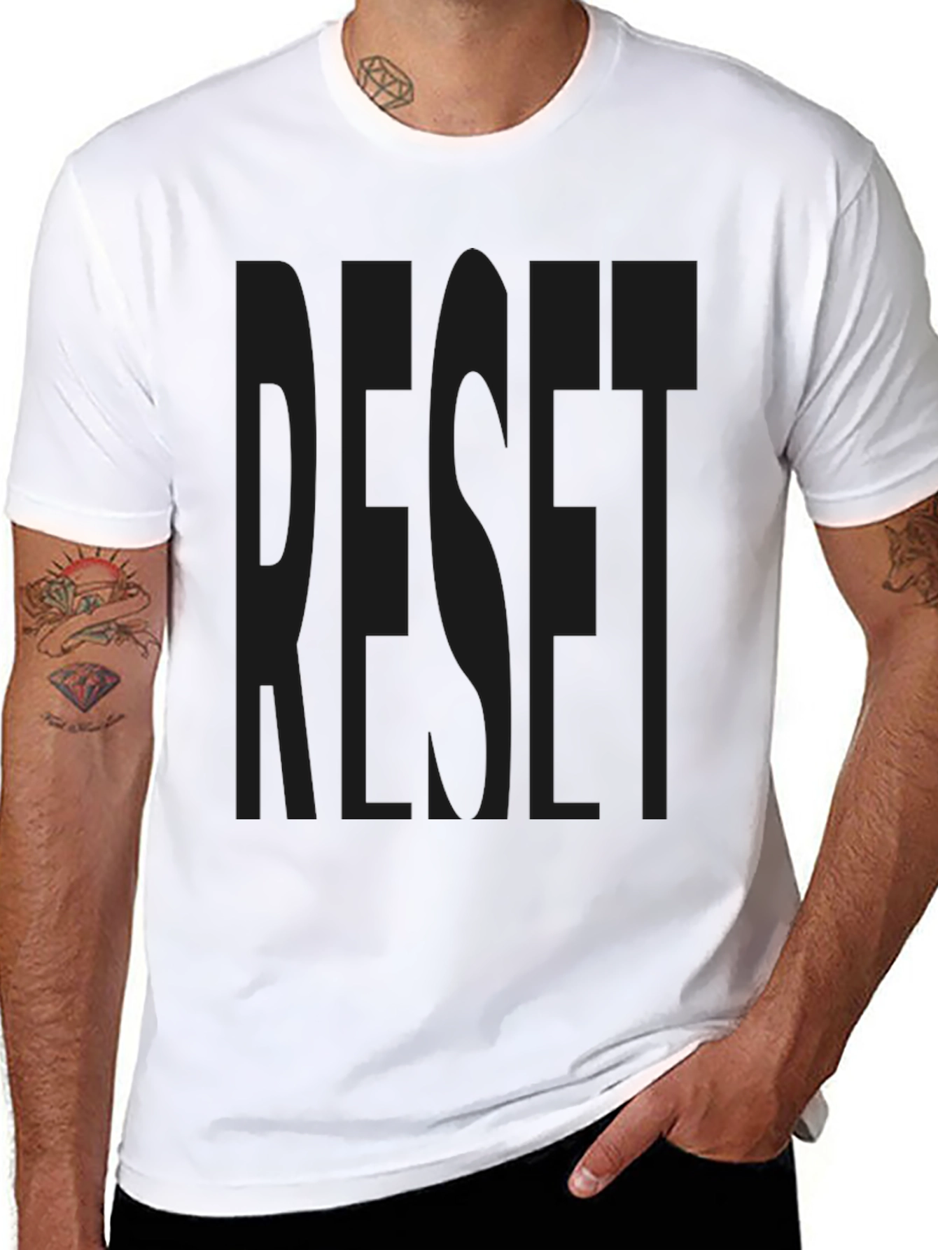 RESET Graphic Print Black T-Shirt