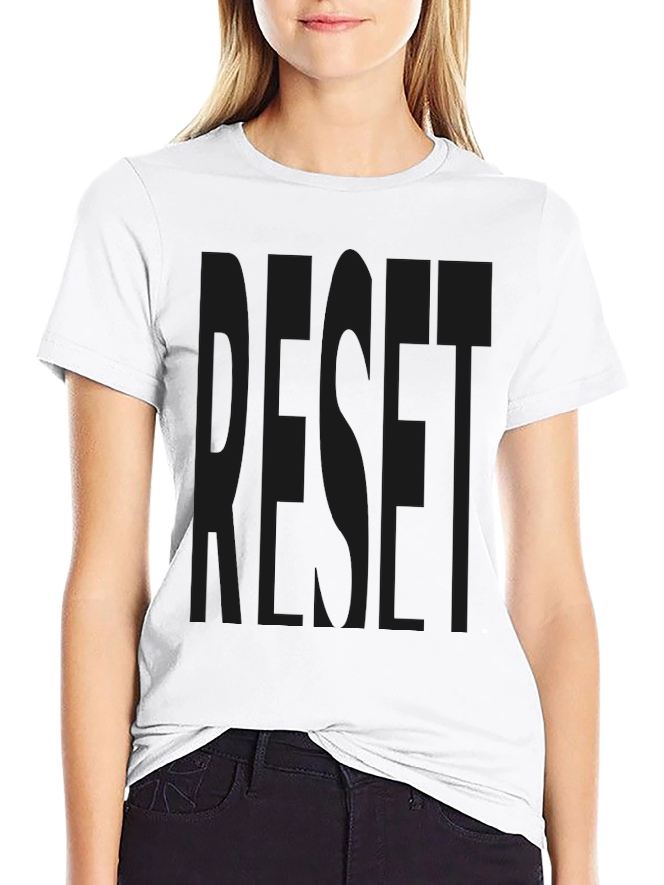 RESET Graphic Print Black T-Shirt