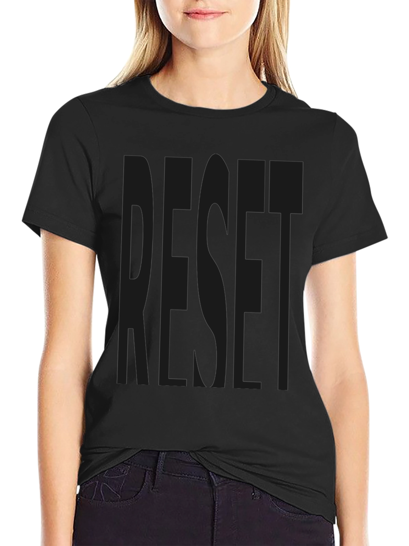 RESET Graphic Print Black T-Shirt