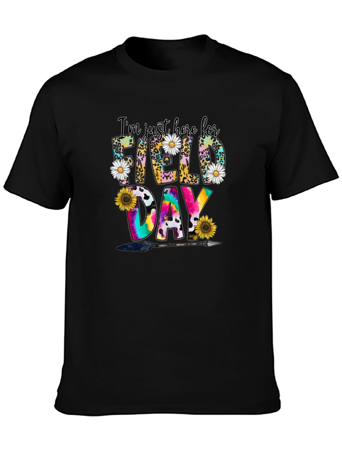 Field Day T-Shirt: Leopard Floral & Tie-Dye Design