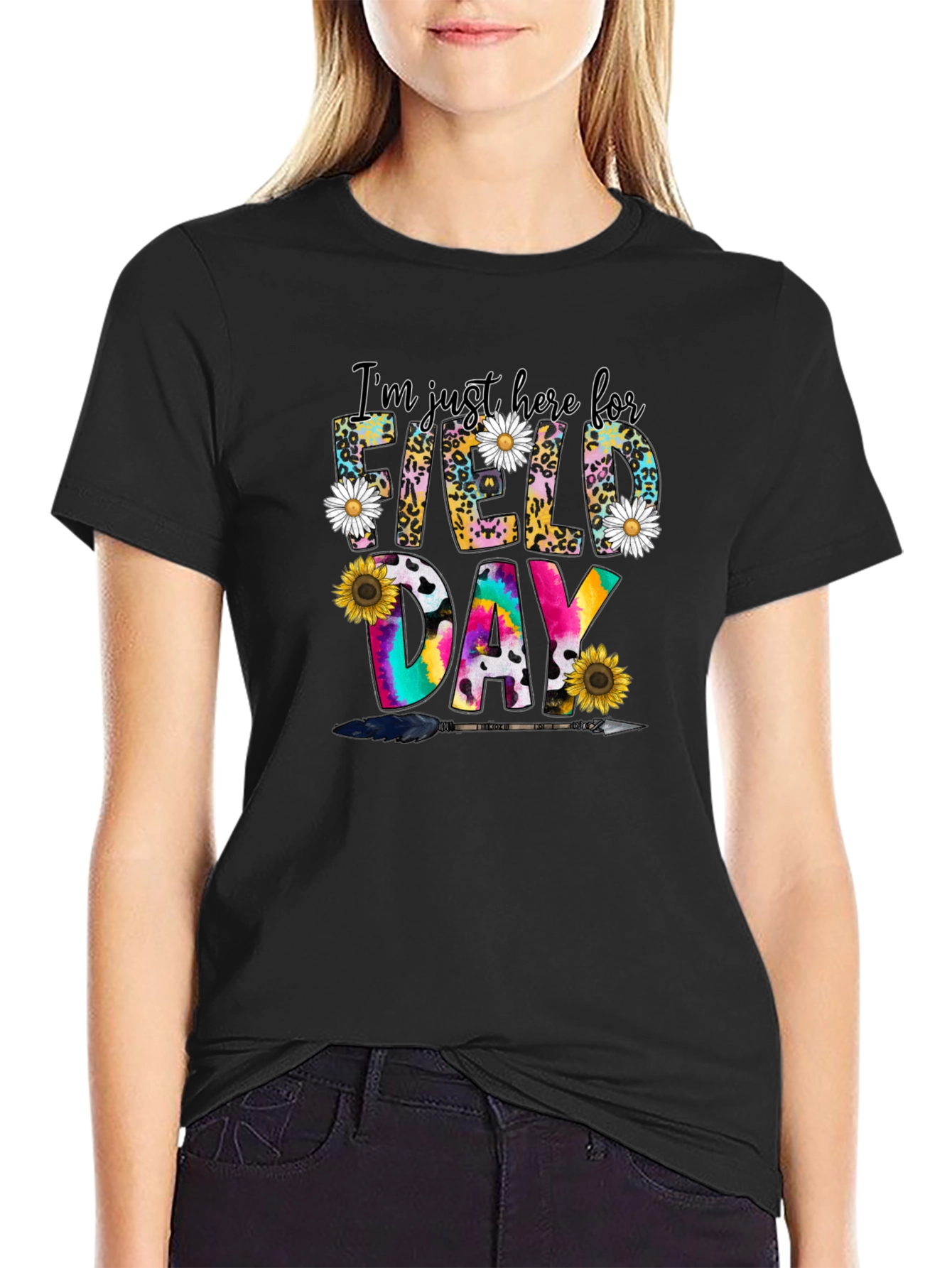 Field Day T-Shirt: Leopard Floral & Tie-Dye Design