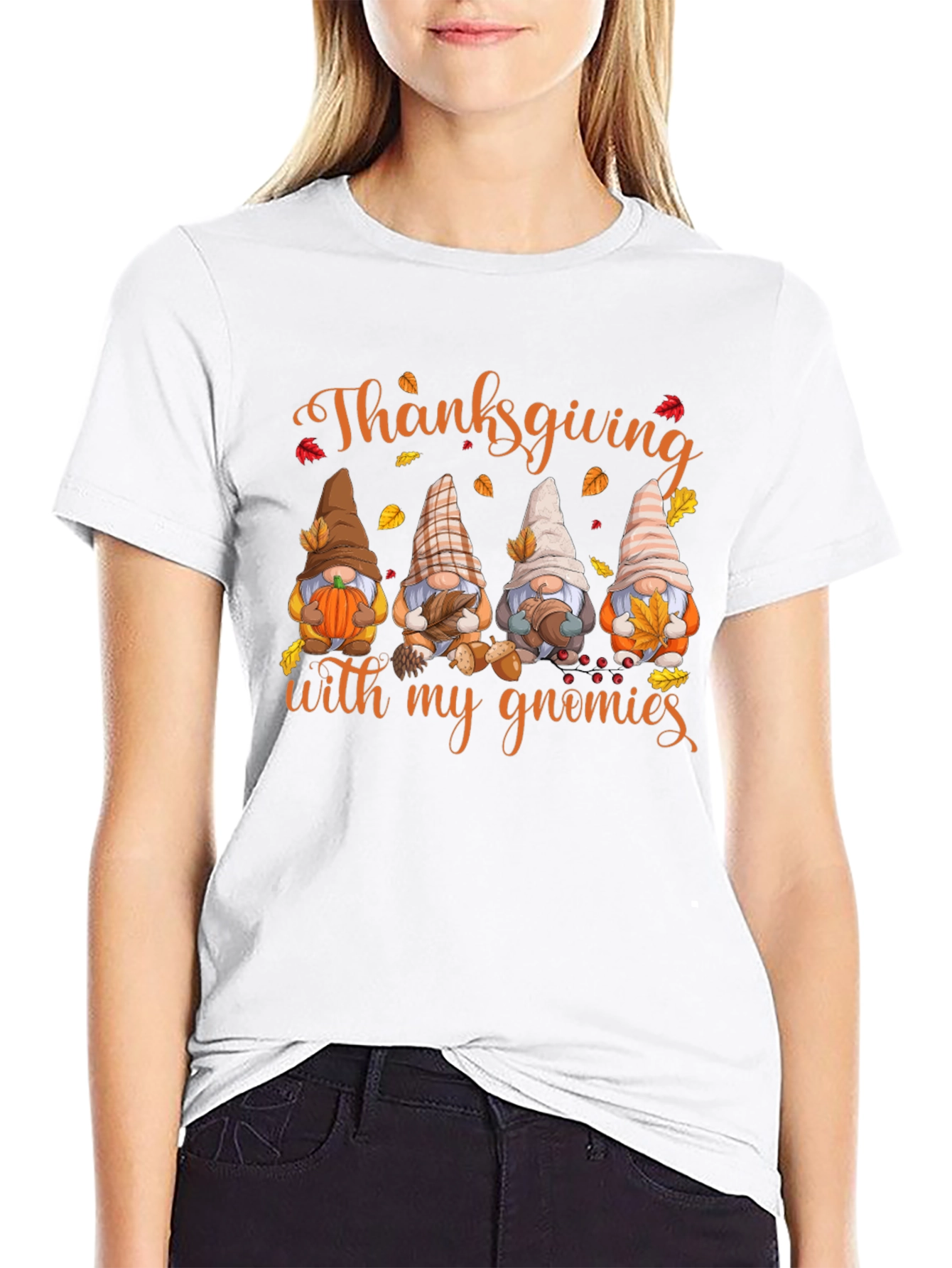 Thanksgiving Gnomies Black T-Shirt