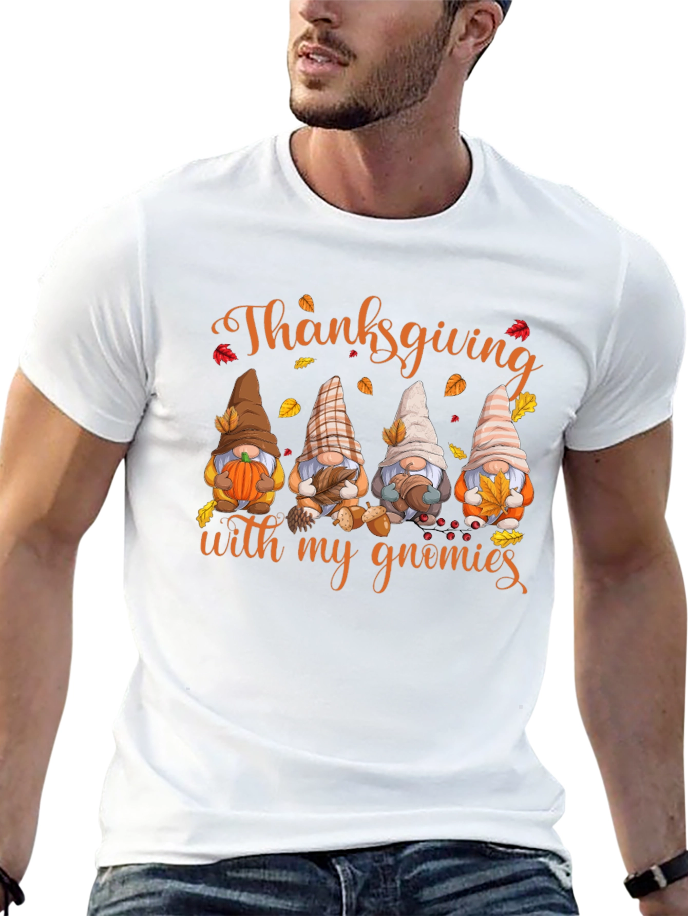 Thanksgiving Gnomies Black T-Shirt