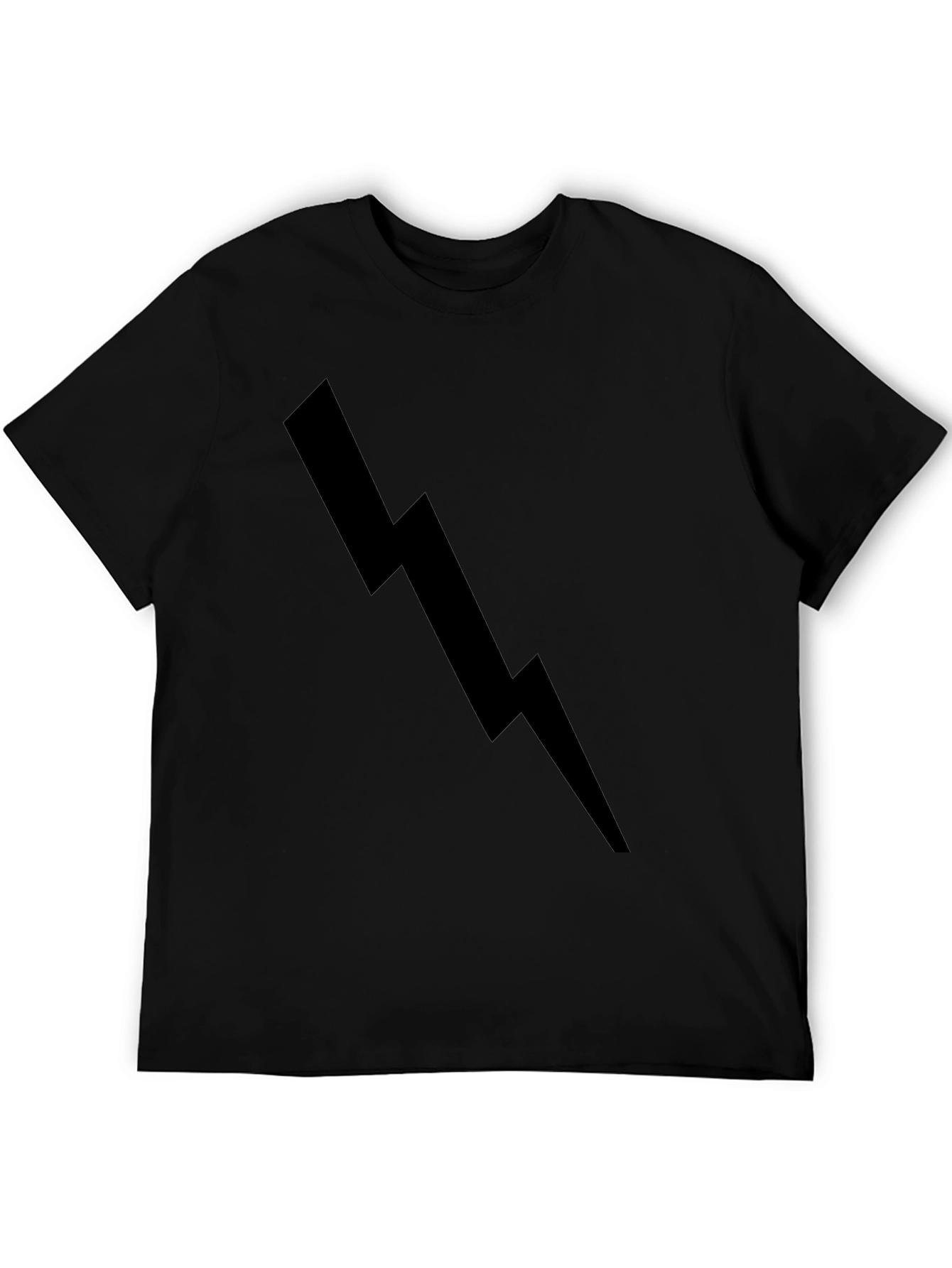 Black Lightning Bolt Graphic Tee - Casual Style