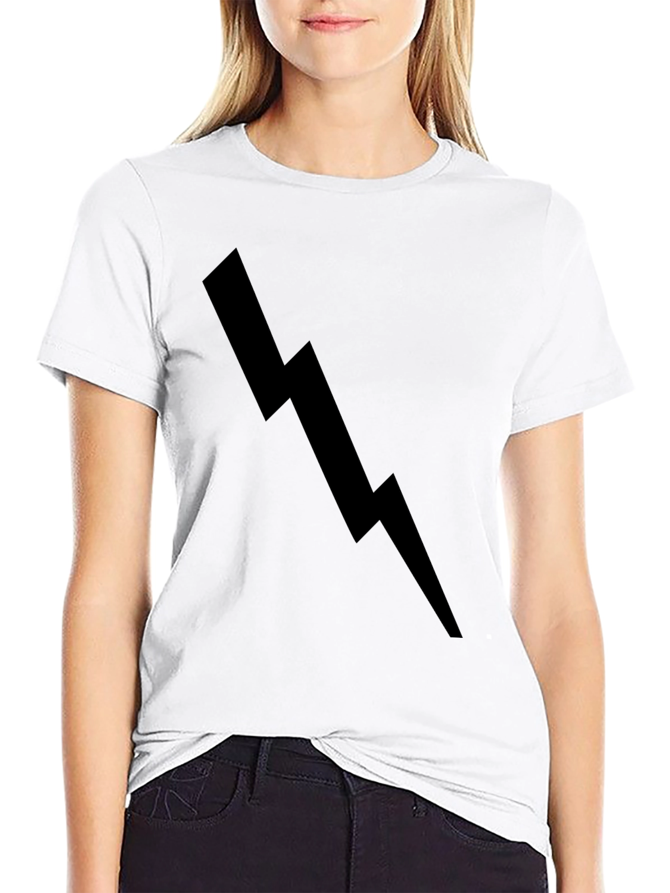 Black Lightning Bolt Graphic Tee - Casual Style