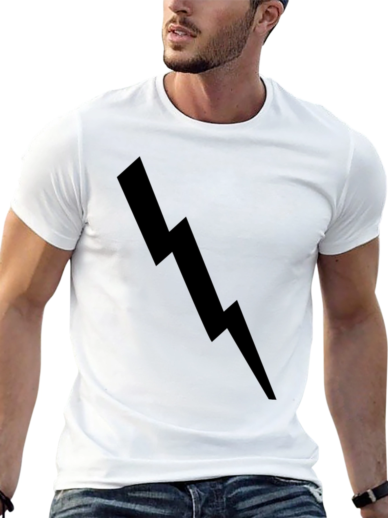 Black Lightning Bolt Graphic Tee - Casual Style