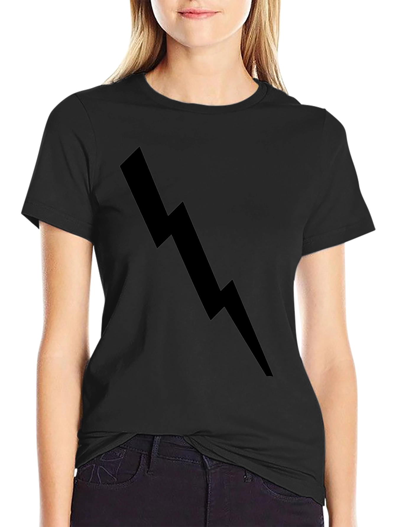 Black Lightning Bolt Graphic Tee - Casual Style