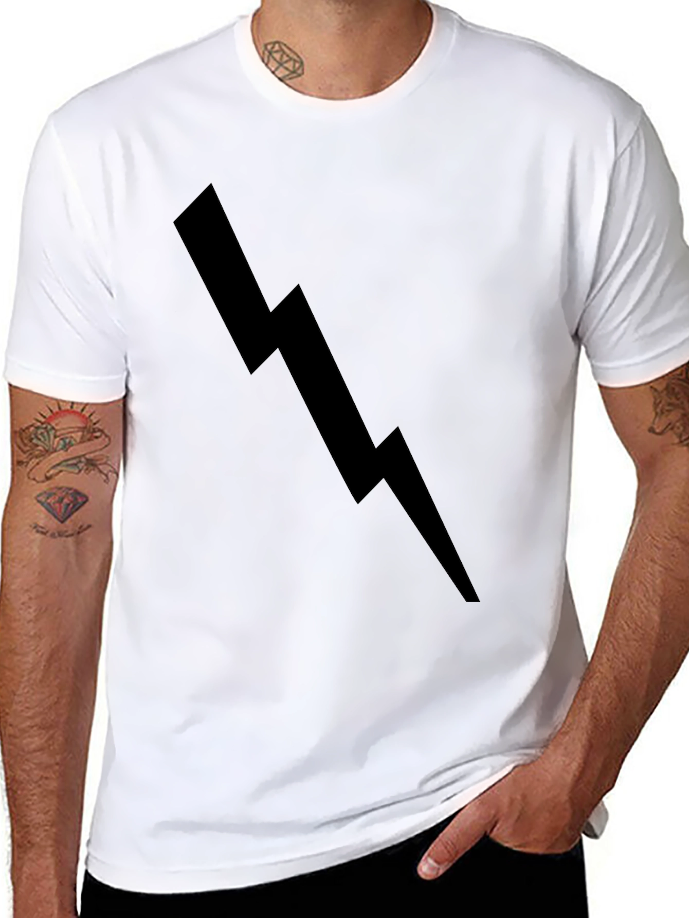 Black Lightning Bolt Graphic Tee - Casual Style