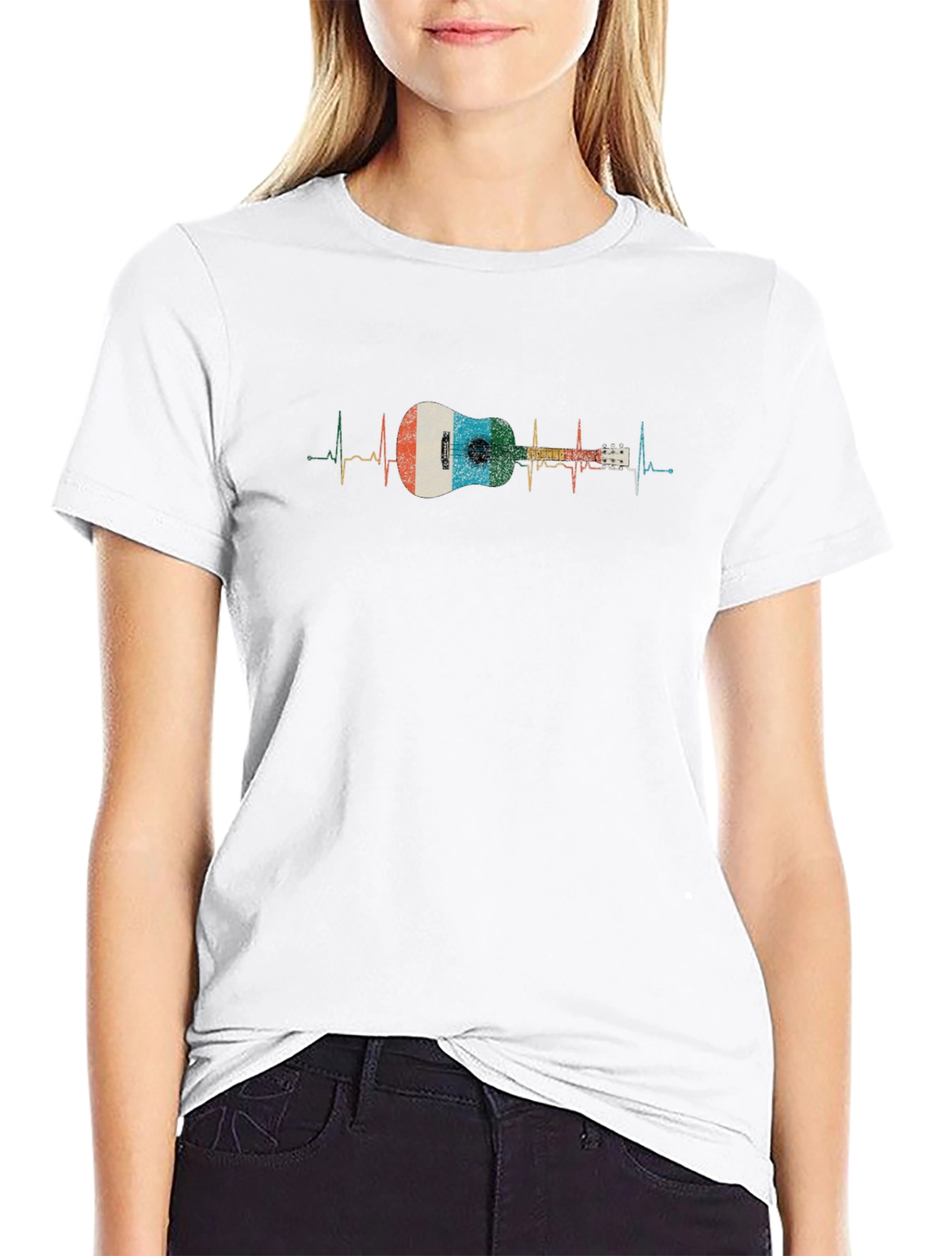 Ukulele Heartbeat Black T-Shirt - Music Lover Gift