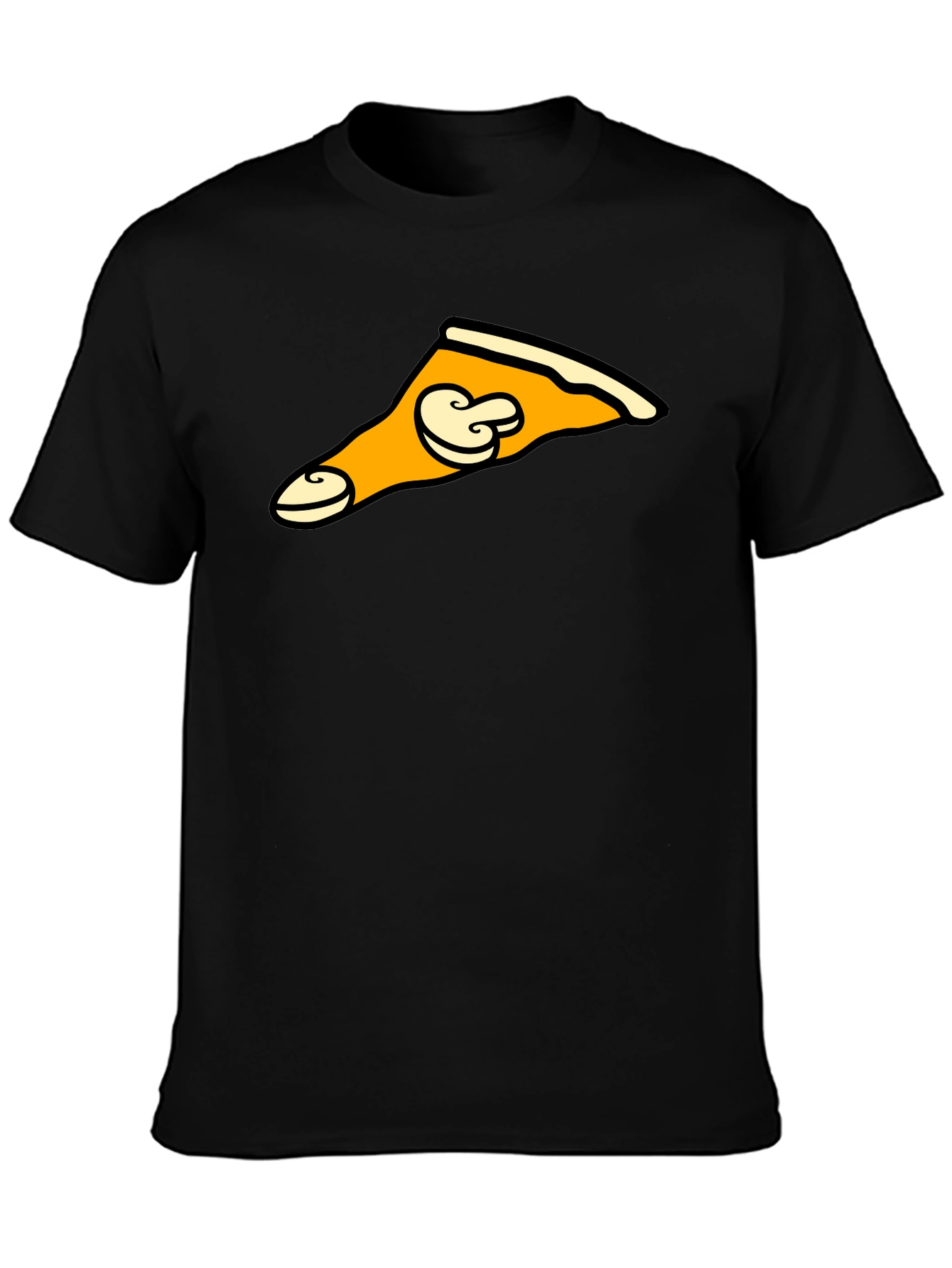 Mushroom Pizza Slice Graphic Tee - Black T-Shirt