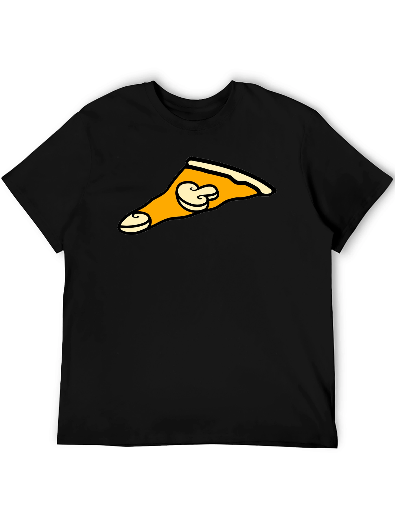 Mushroom Pizza Slice Graphic Tee - Black T-Shirt