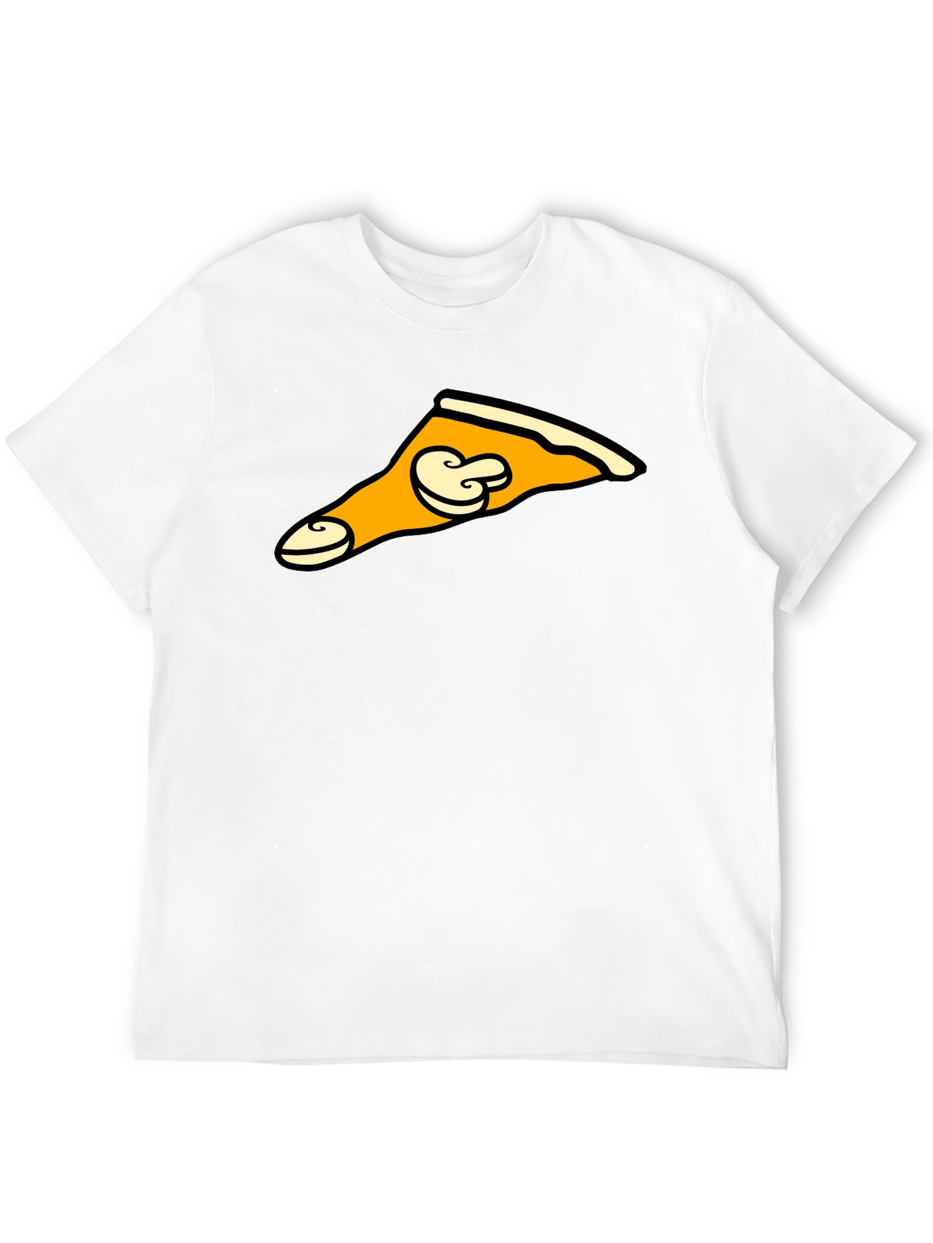 Mushroom Pizza Slice Graphic Tee - Black T-Shirt