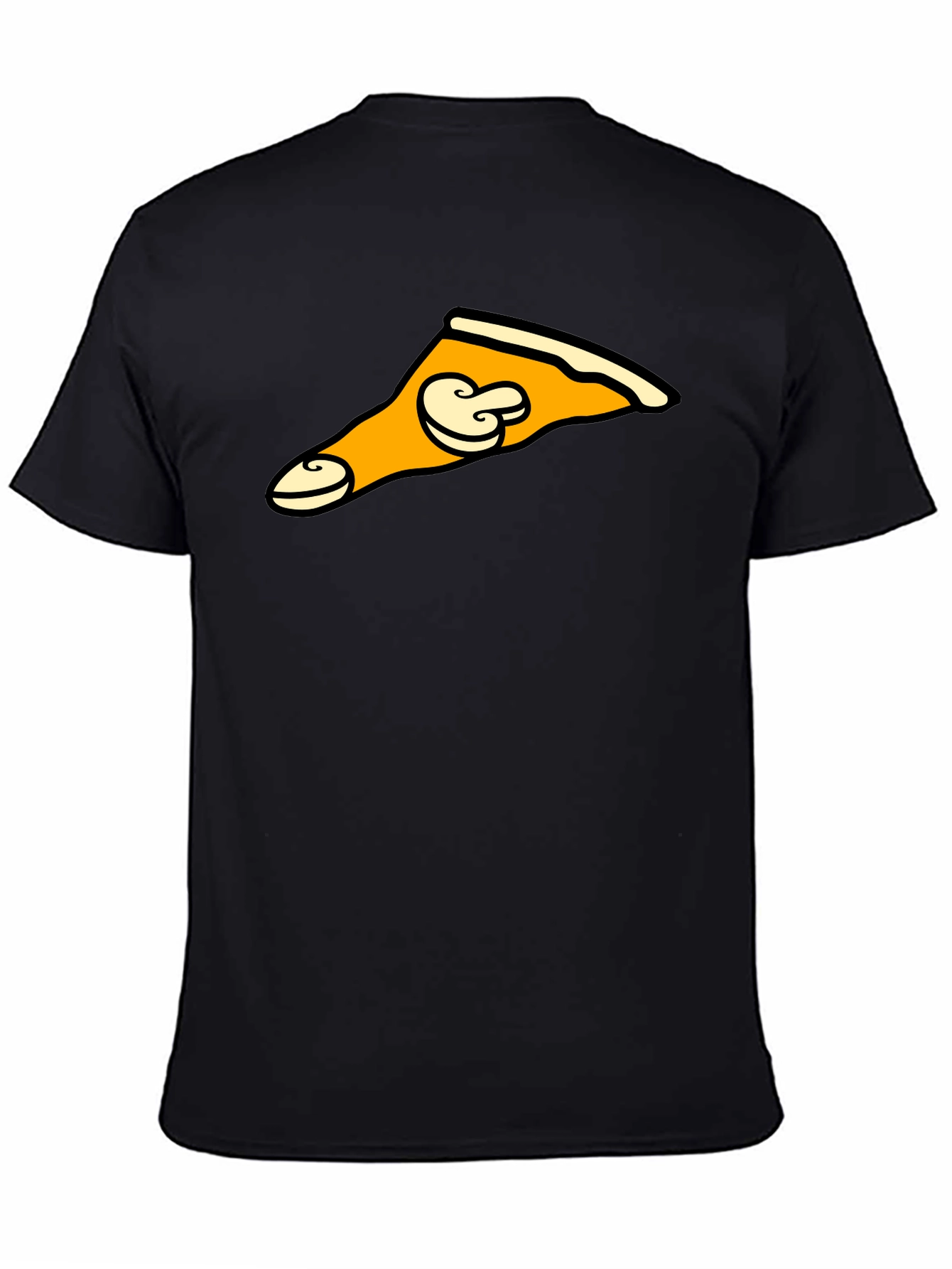 Mushroom Pizza Slice Graphic Tee - Black T-Shirt