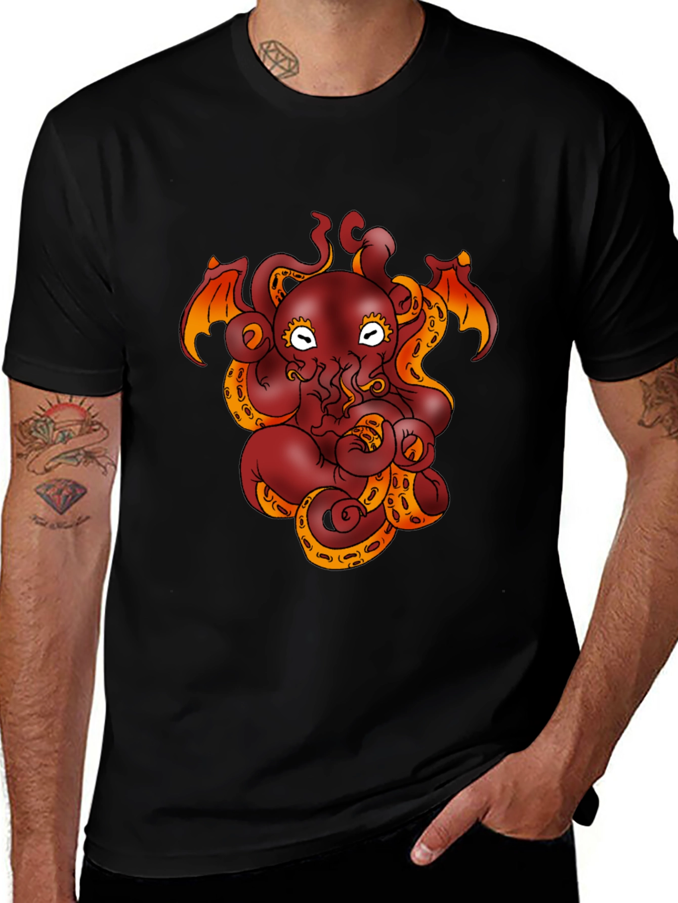 Cthulhu Octopus Graphic Tee - Black