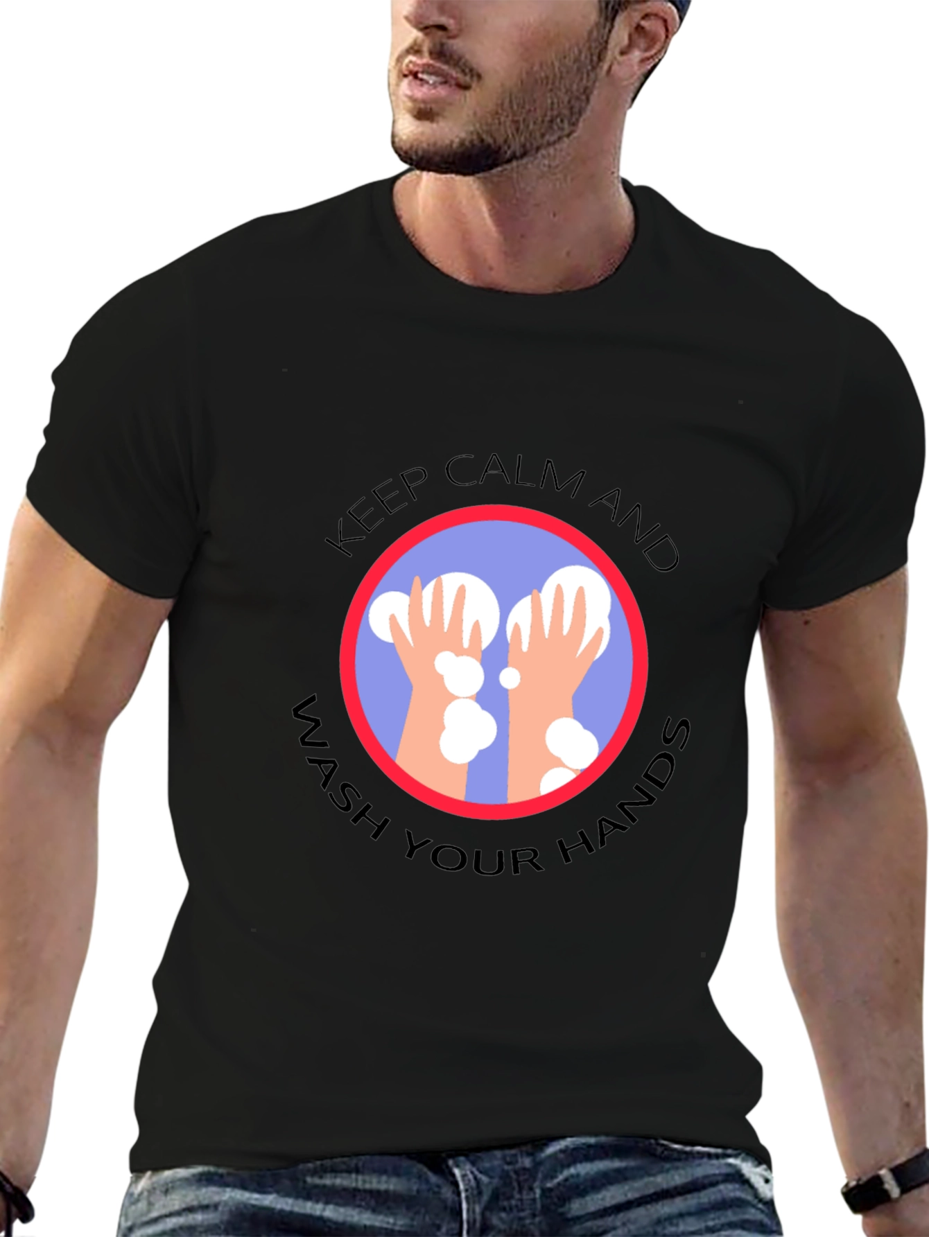Keep Calm Wash Hands Graphic T-Shirt