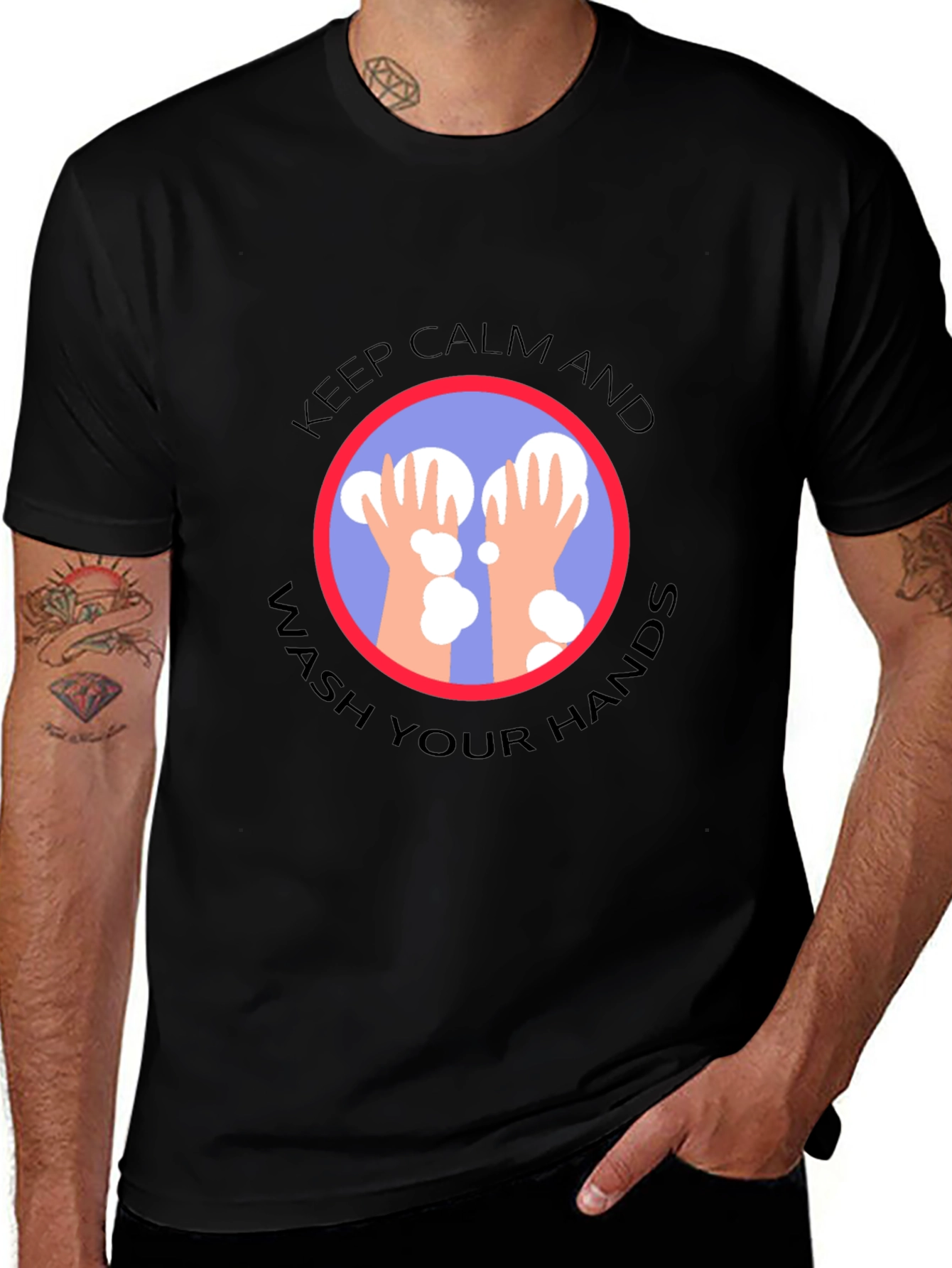 Keep Calm Wash Hands Graphic T-Shirt