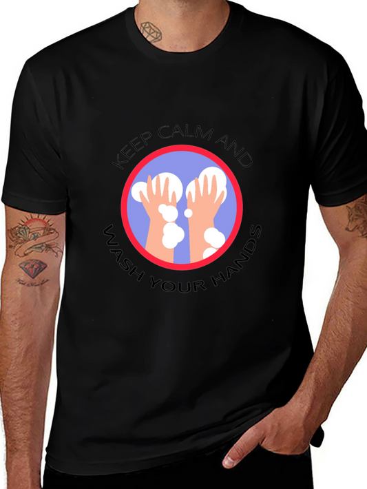Keep Calm Wash Hands Graphic T-Shirt