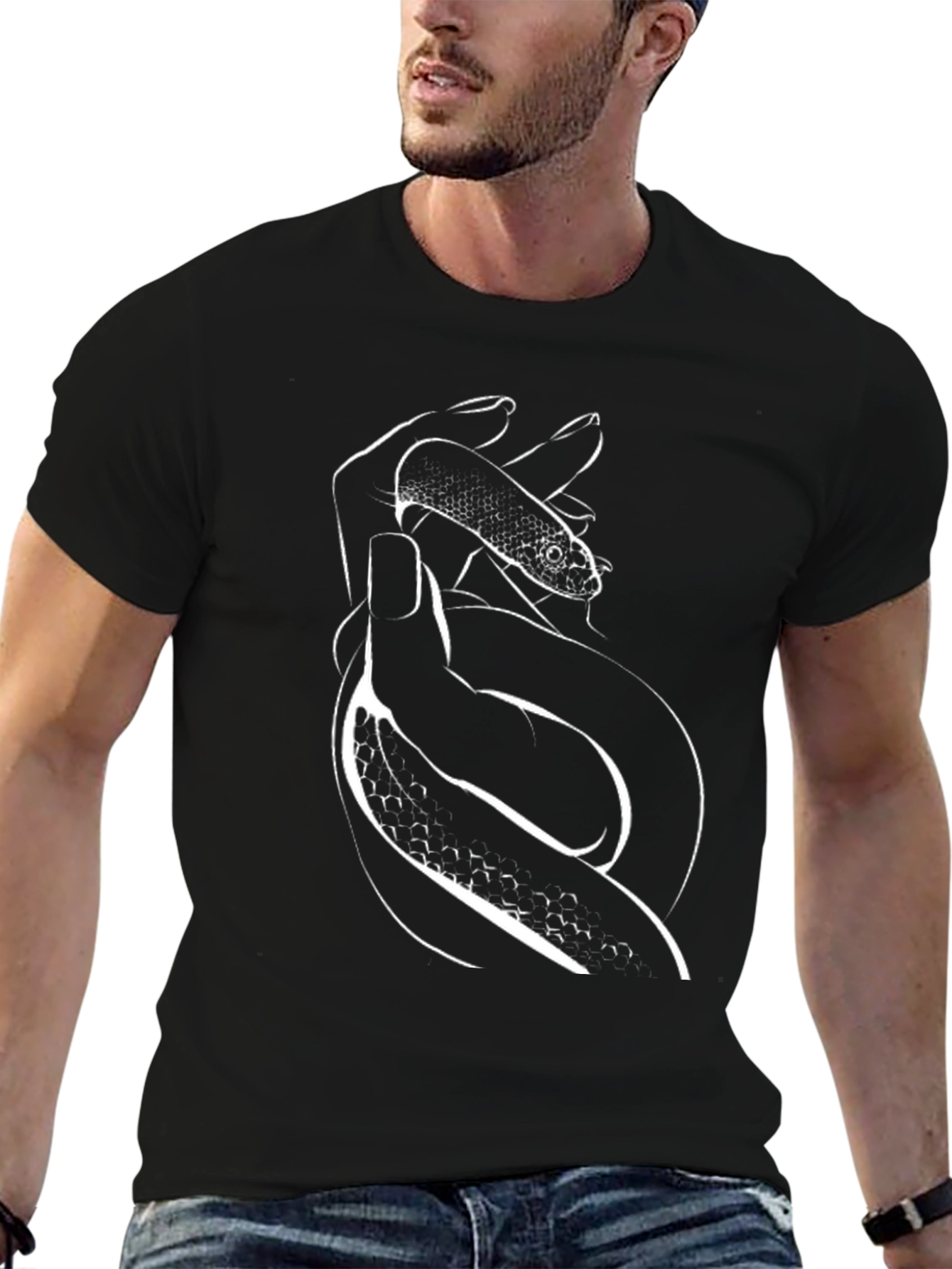 Snake Hand Graphic Tee - Mens Black T-Shirt