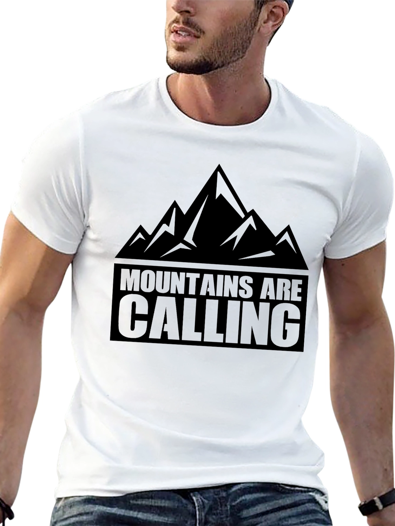 Mountains Are Calling Black Graphic T-Shirt