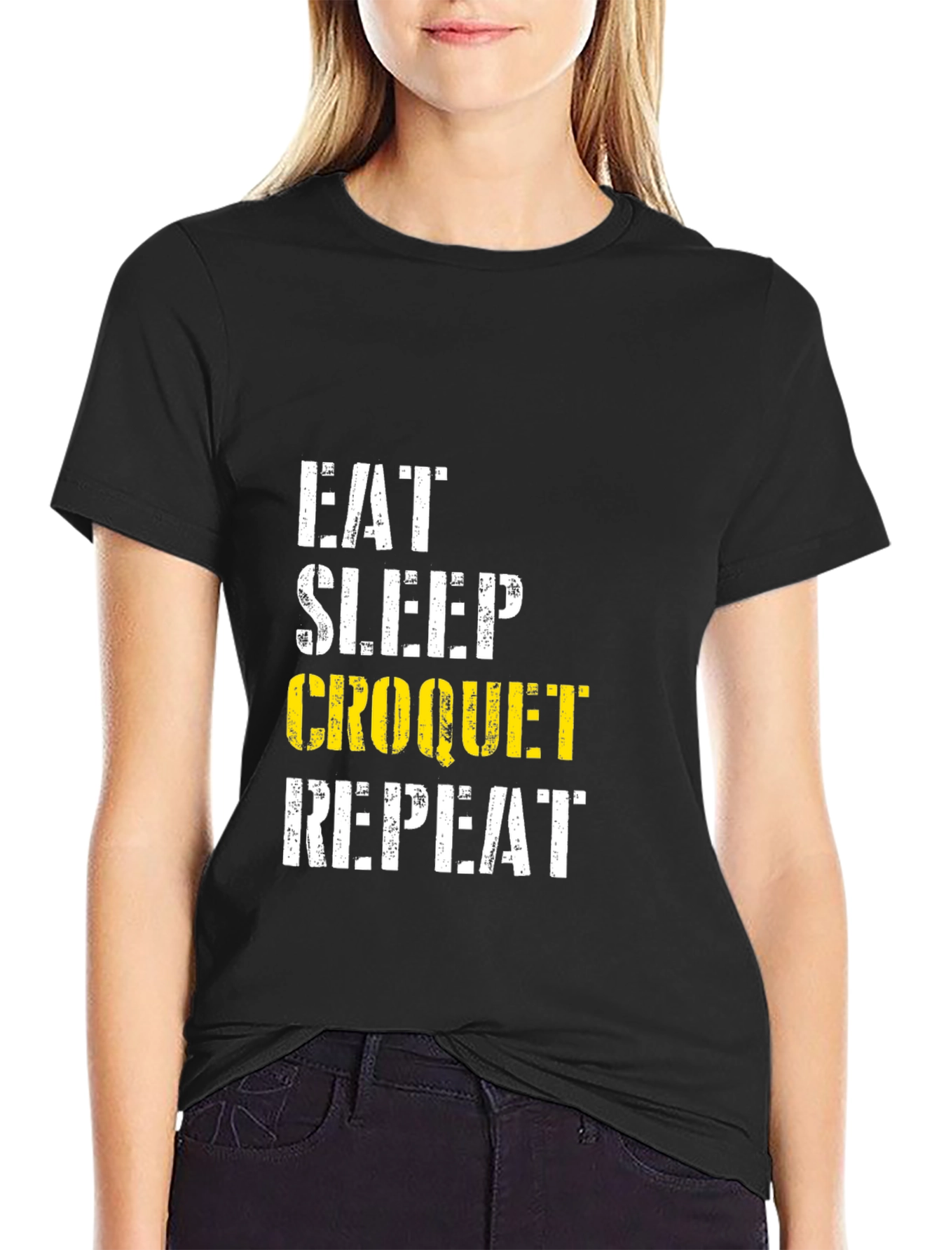 Eat Sleep Croquet Repeat Graphic Tee