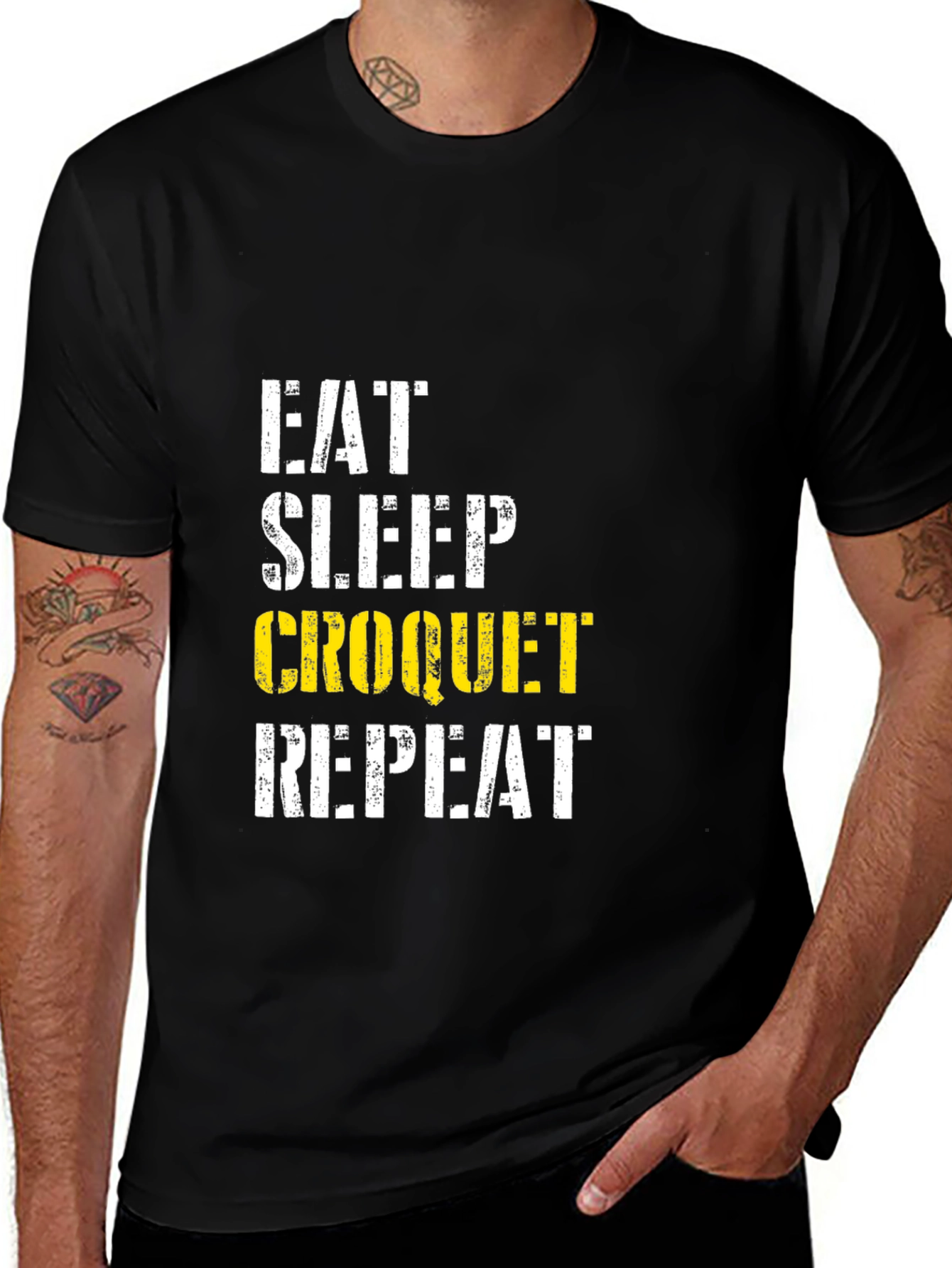 Eat Sleep Croquet Repeat Graphic Tee