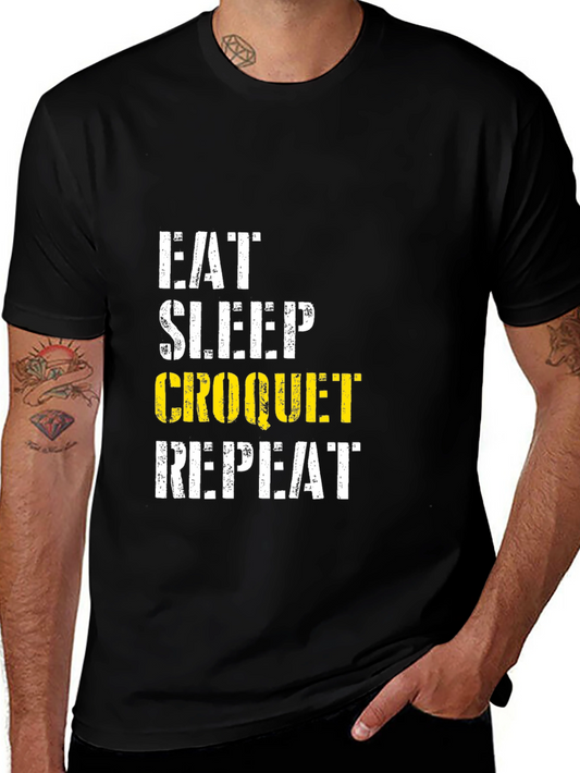 Eat Sleep Croquet Repeat Graphic Tee