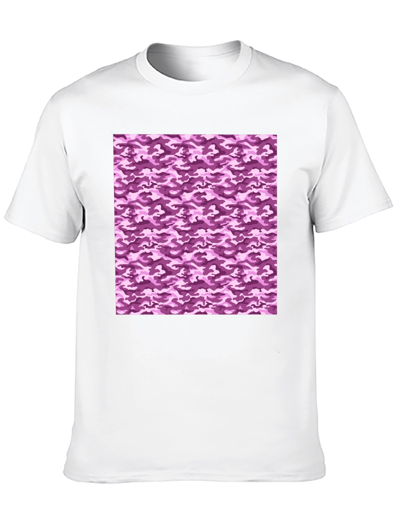 Purple Camo Print Crew Neck Tee