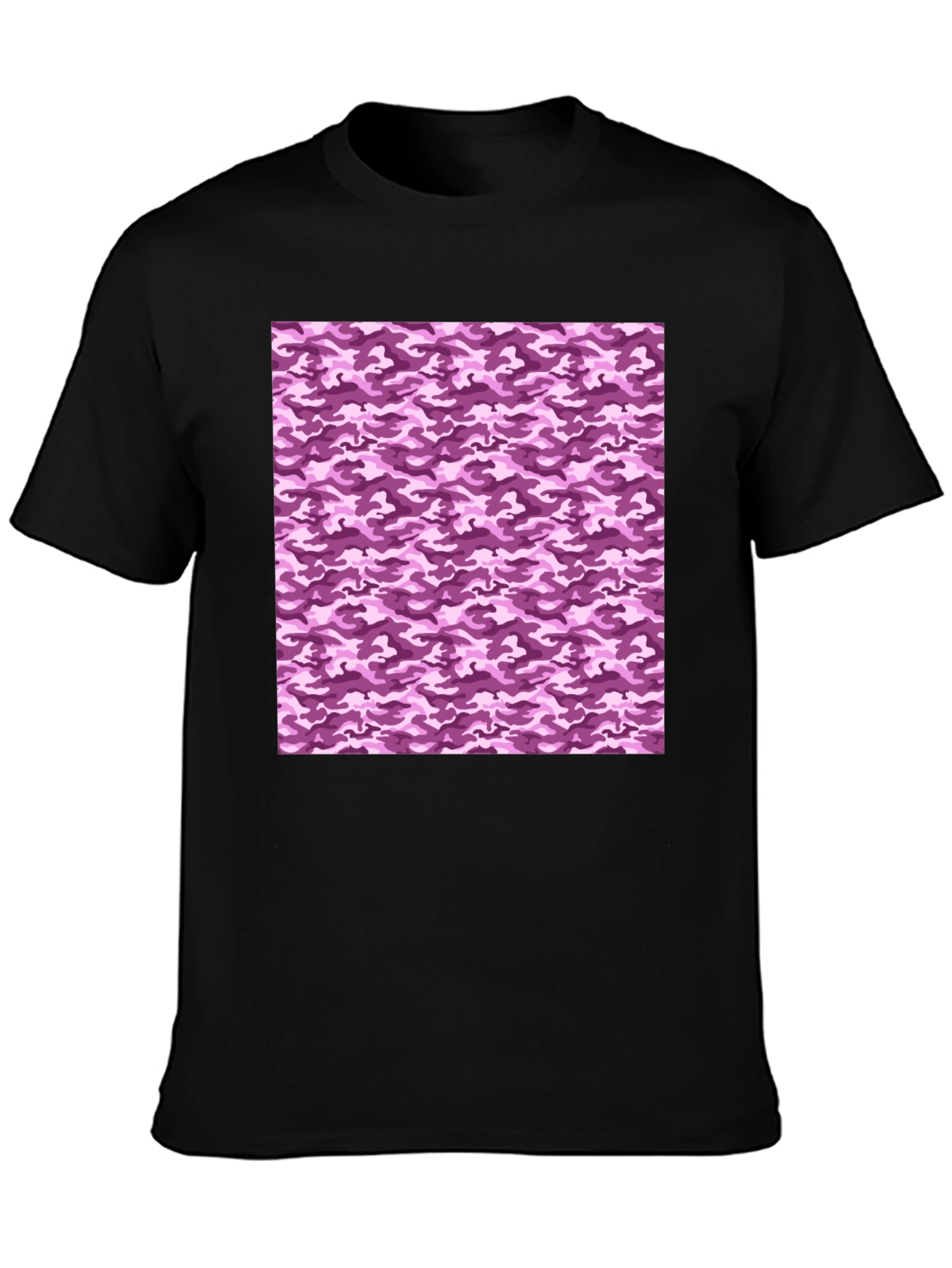 Purple Camo Print Crew Neck Tee