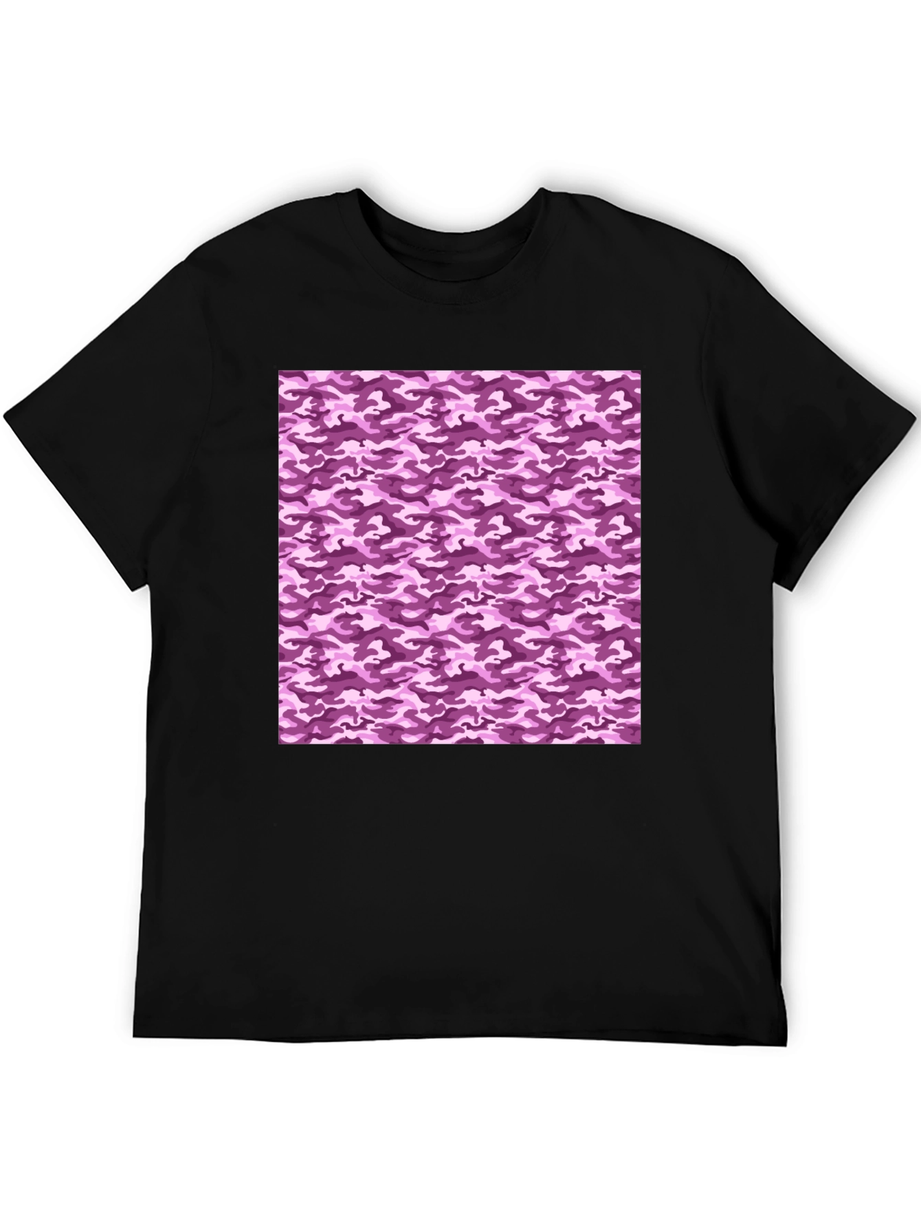 Purple Camo Print Crew Neck Tee