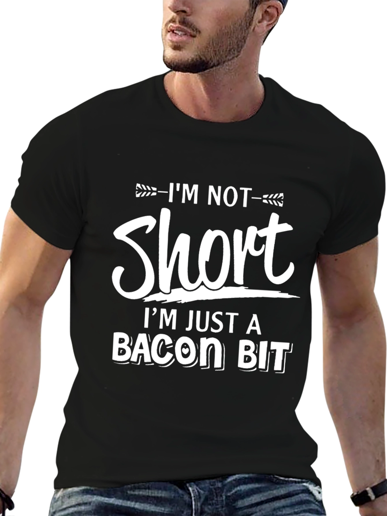 Funny Bacon Bit T-Shirt - Im Not Short