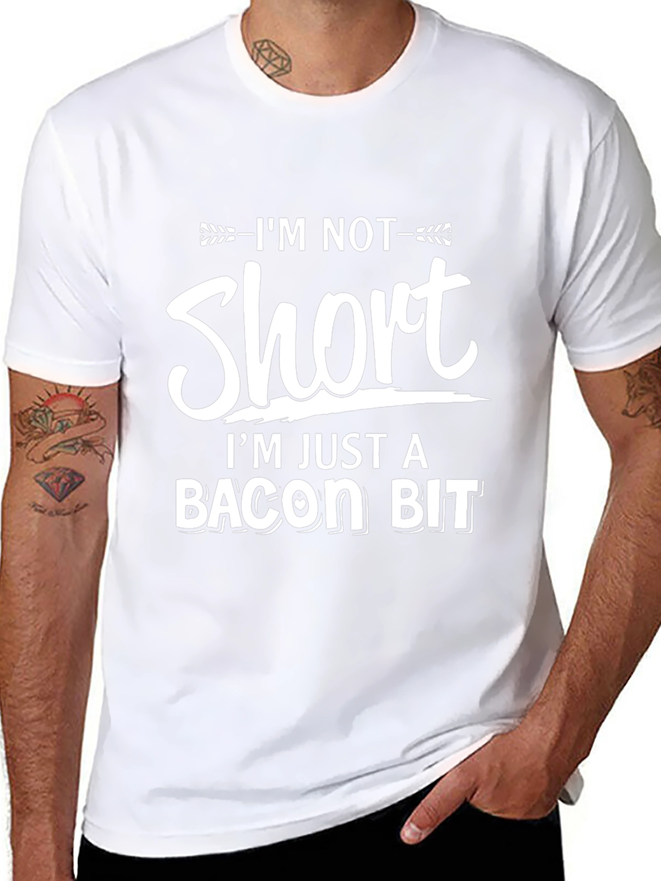 Funny Bacon Bit T-Shirt - Im Not Short