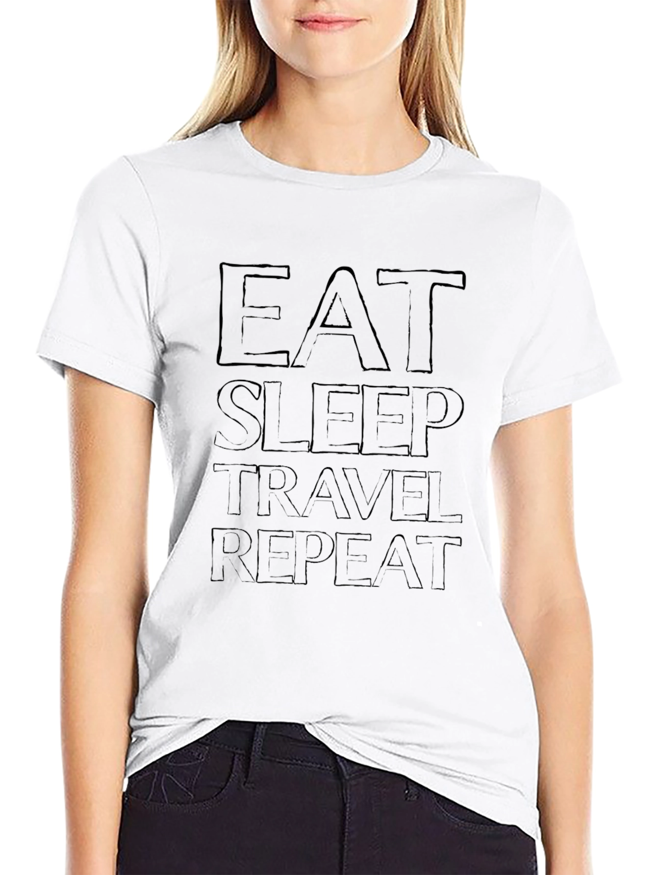 Eat Sleep Travel Repeat Black T-Shirt