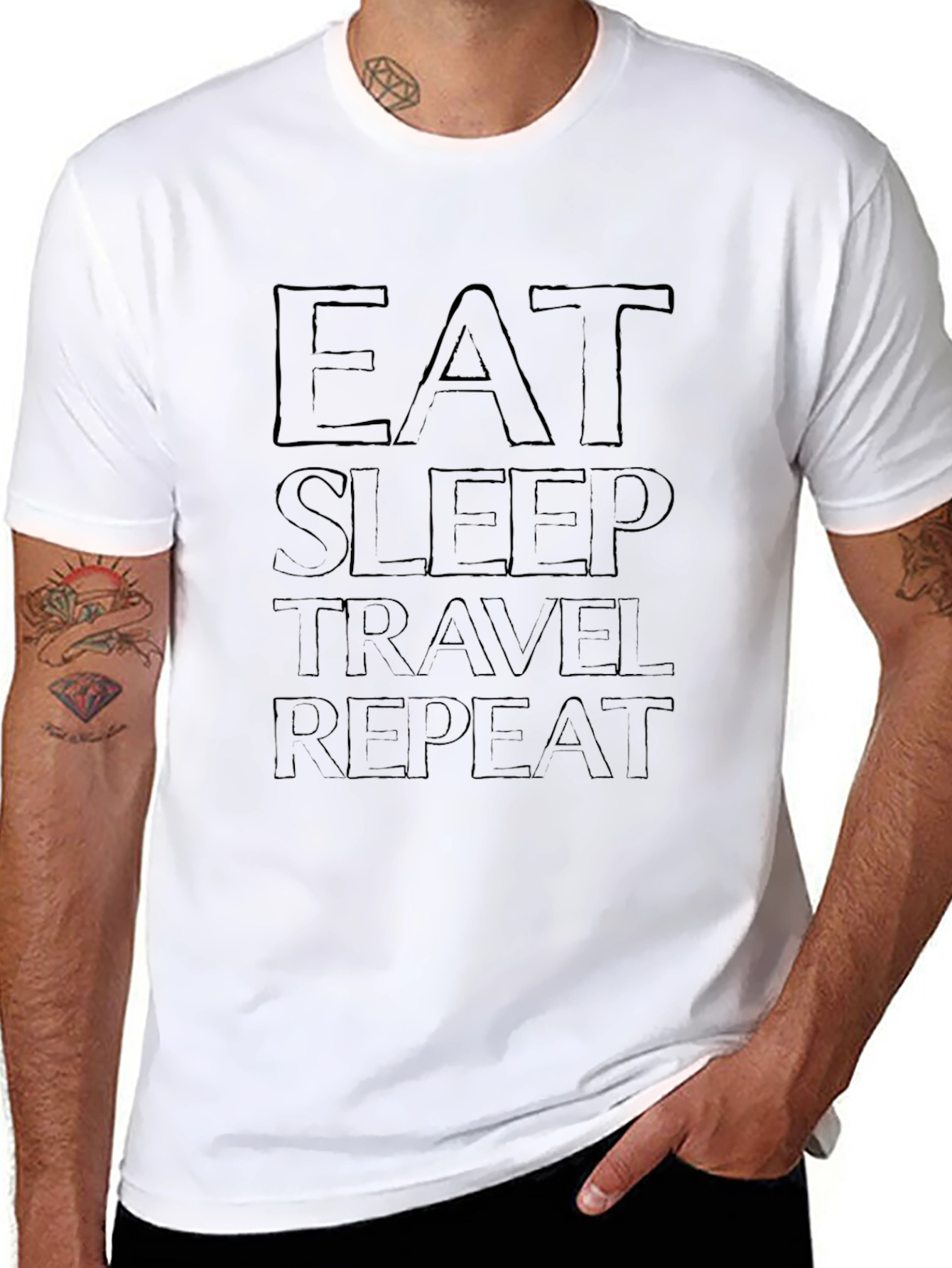 Eat Sleep Travel Repeat Black T-Shirt