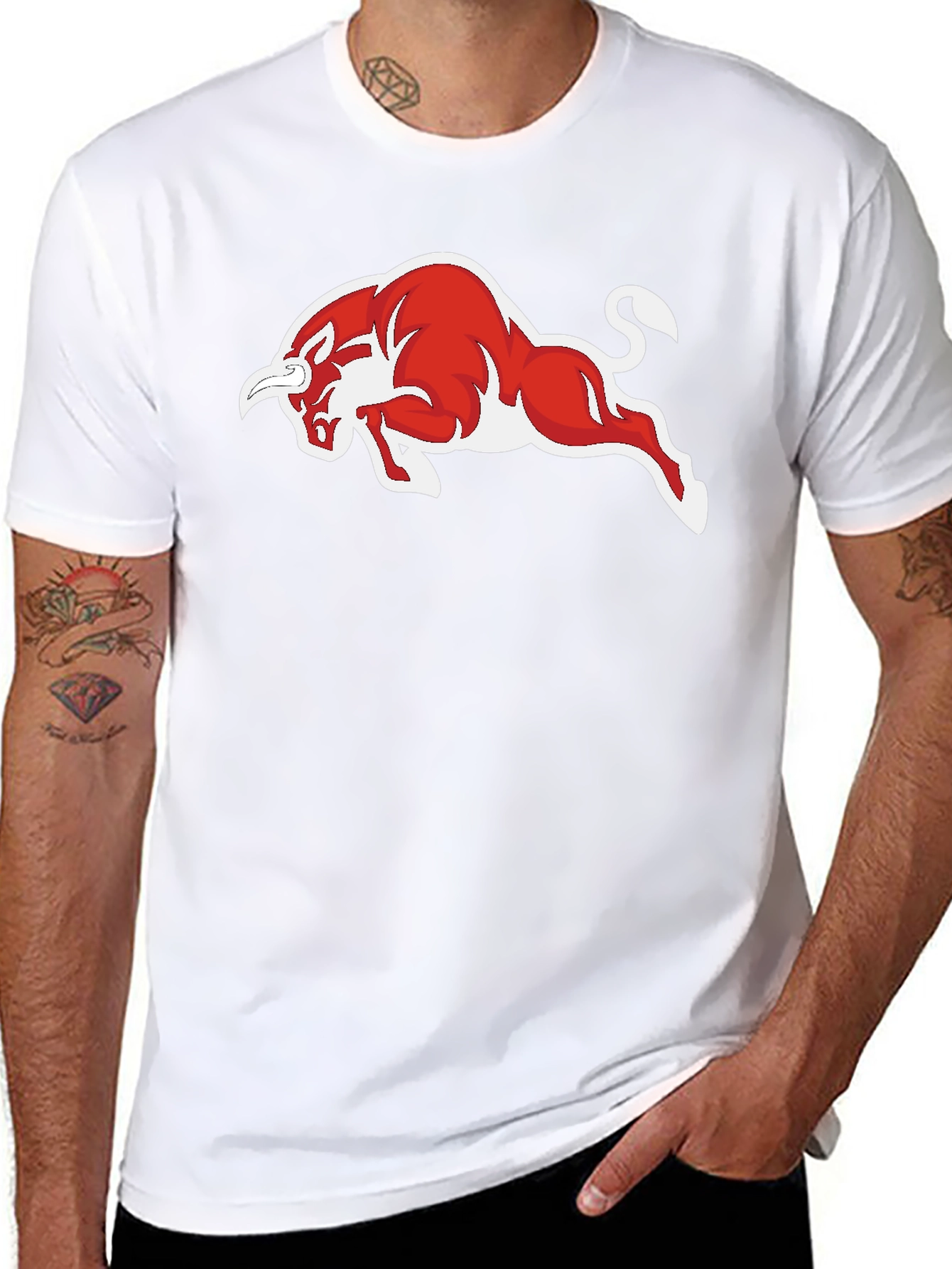 Black T-Shirt with Red Bull Graphic