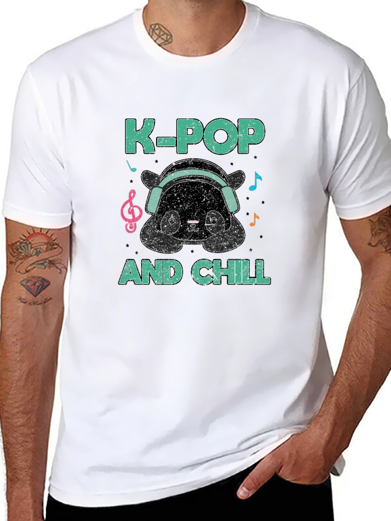 K-Pop and Chill Panda Graphic T-Shirt